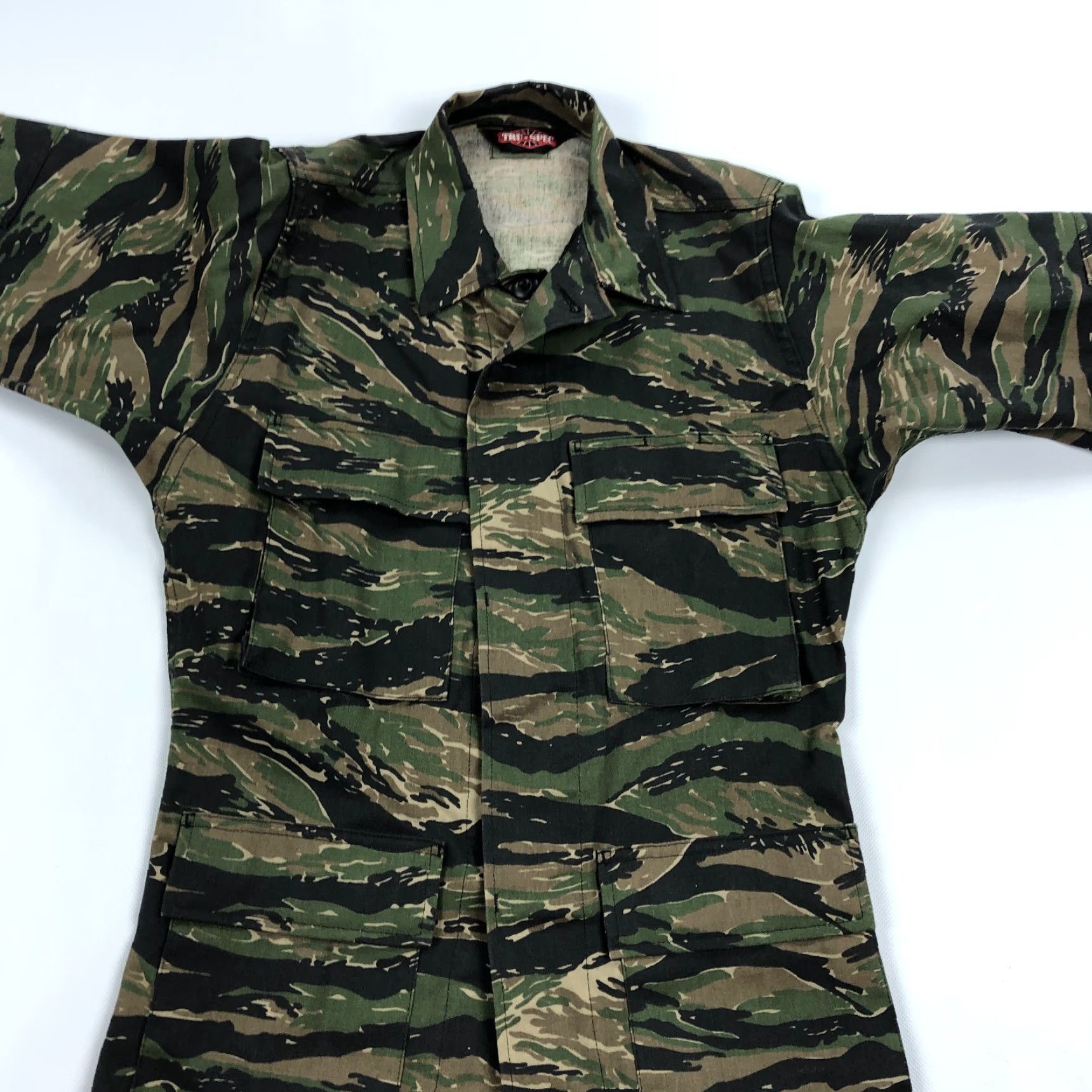 Vintage TRU-SPEC Coat Shirt Mens XS Tiger Stripe Camo Canvas Military Jacket Size US XS / EU 42 / 0 - 3 Thumbnail