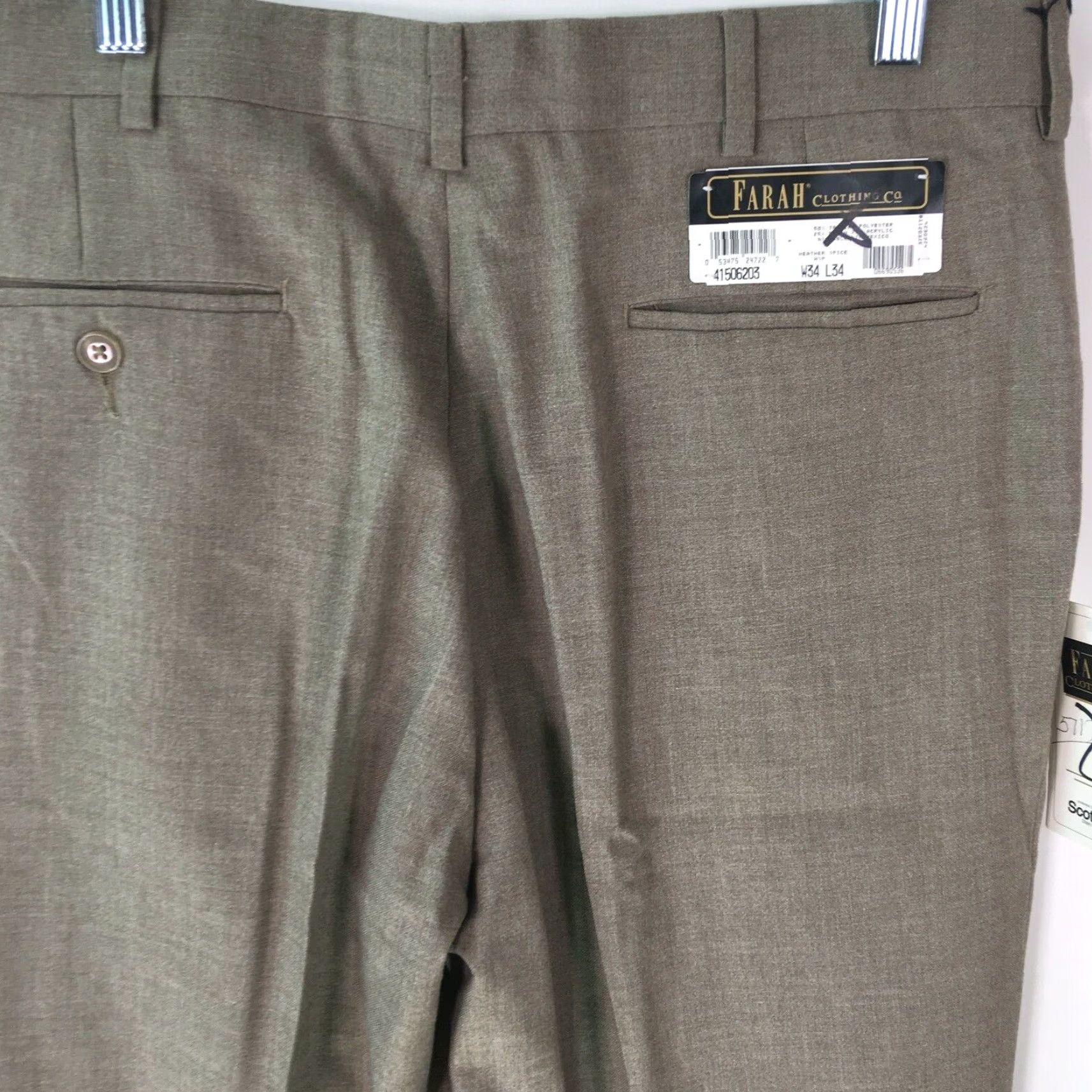 Farah Farah Mens Pants Gray Dress Flat Front Straight Leg Regular Fit Size 34 X34 Size US 34 / EU 50 - 4 Thumbnail