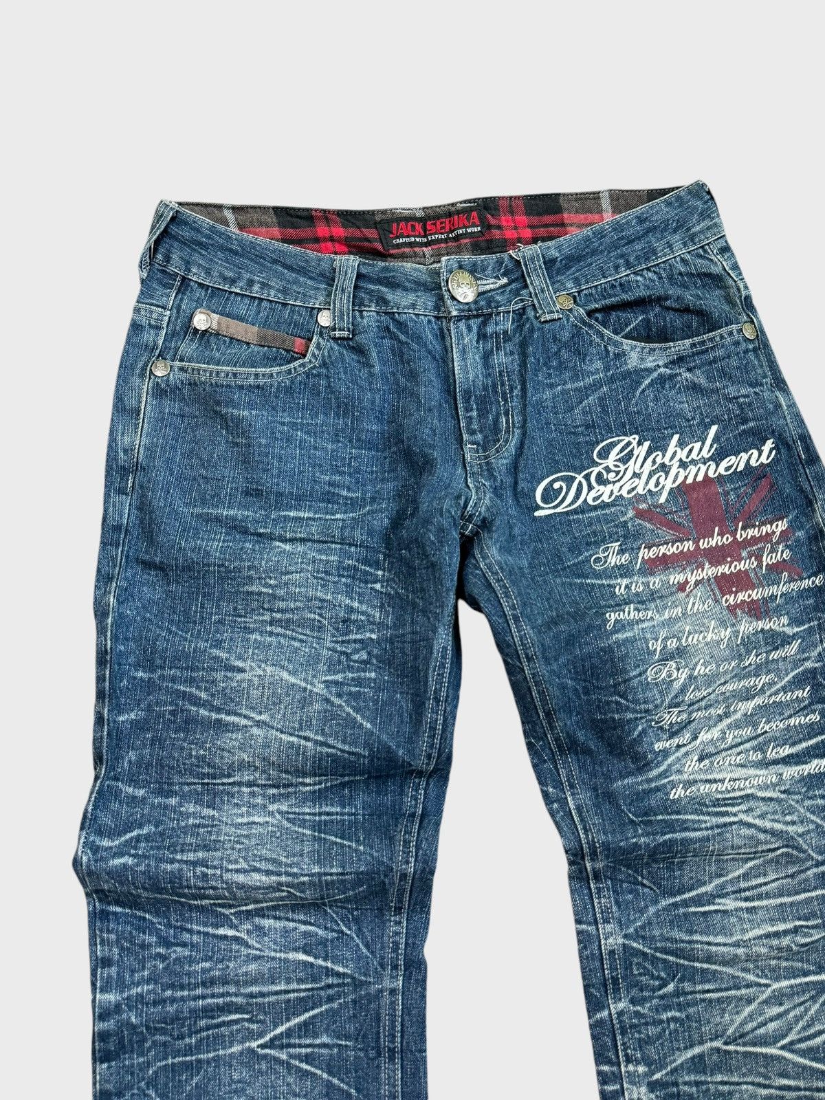 Hysteric Glamour × Japanese Brand JACK SERIKA POEM TARTAN PLAID CLAW MARK DENIM Size US 30 / EU 46 - 4 Thumbnail