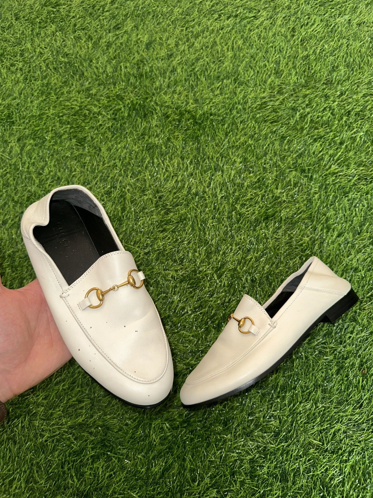 Gucci brixton leather leather horsebit loafer shoes size 37