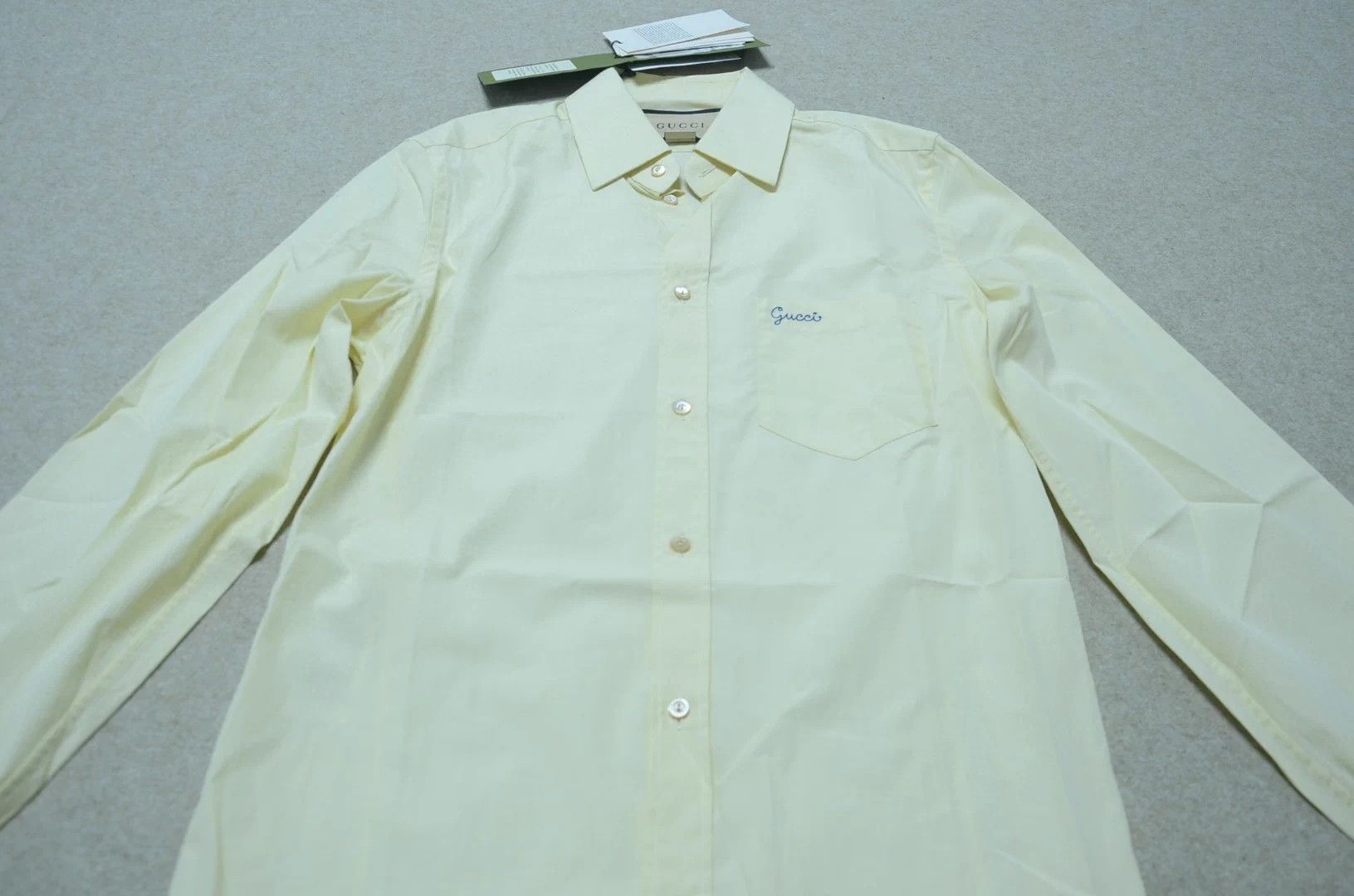 Gucci Gucci Yellow Embroidered Logo Silk Shirt Size US S / EU 44-46 / 1 - 2 Thumbnail