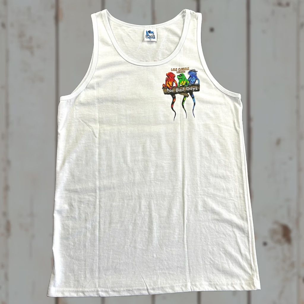 Vintage VINTAGE Flass Shirt M White Cotton Graphic Print Logo Sleeveless T-Shirt Men Iguanas Band Beach California 90s Style M Mens Size US M / EU 48-50 / 2 - 1 Thumbnail