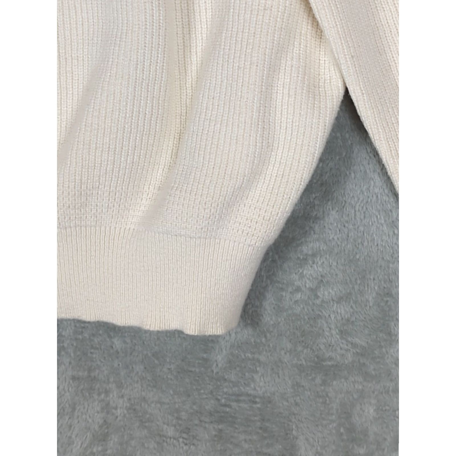 Vintage VINTAGE L.L. Bean Henley Sweater Shirt Mens Large Ivory L Heavyweight Chunky Knit 1/4 Button High Neck Size US L / EU 52-54 / 3 - 6 Thumbnail