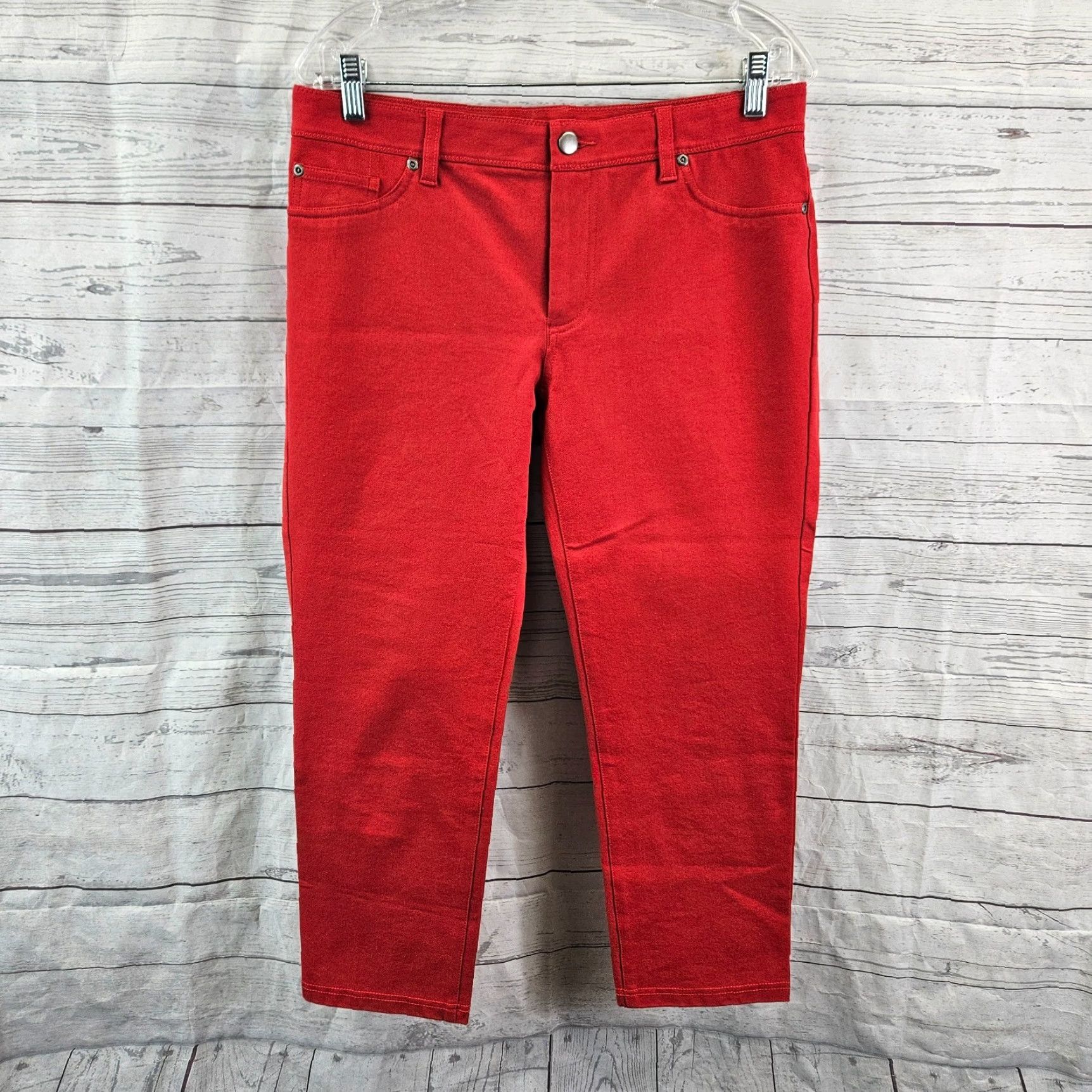 Vintage Chico's Womens Cropped Pants Sz 6 Red Mid Rise Cotton Blend - Cropped - Pants - Women - 6 - Red - Chico's - Cropped - Size 6 - Womens - Chicos Size 28" / US 6 / IT 42 - 2 Thumbnail