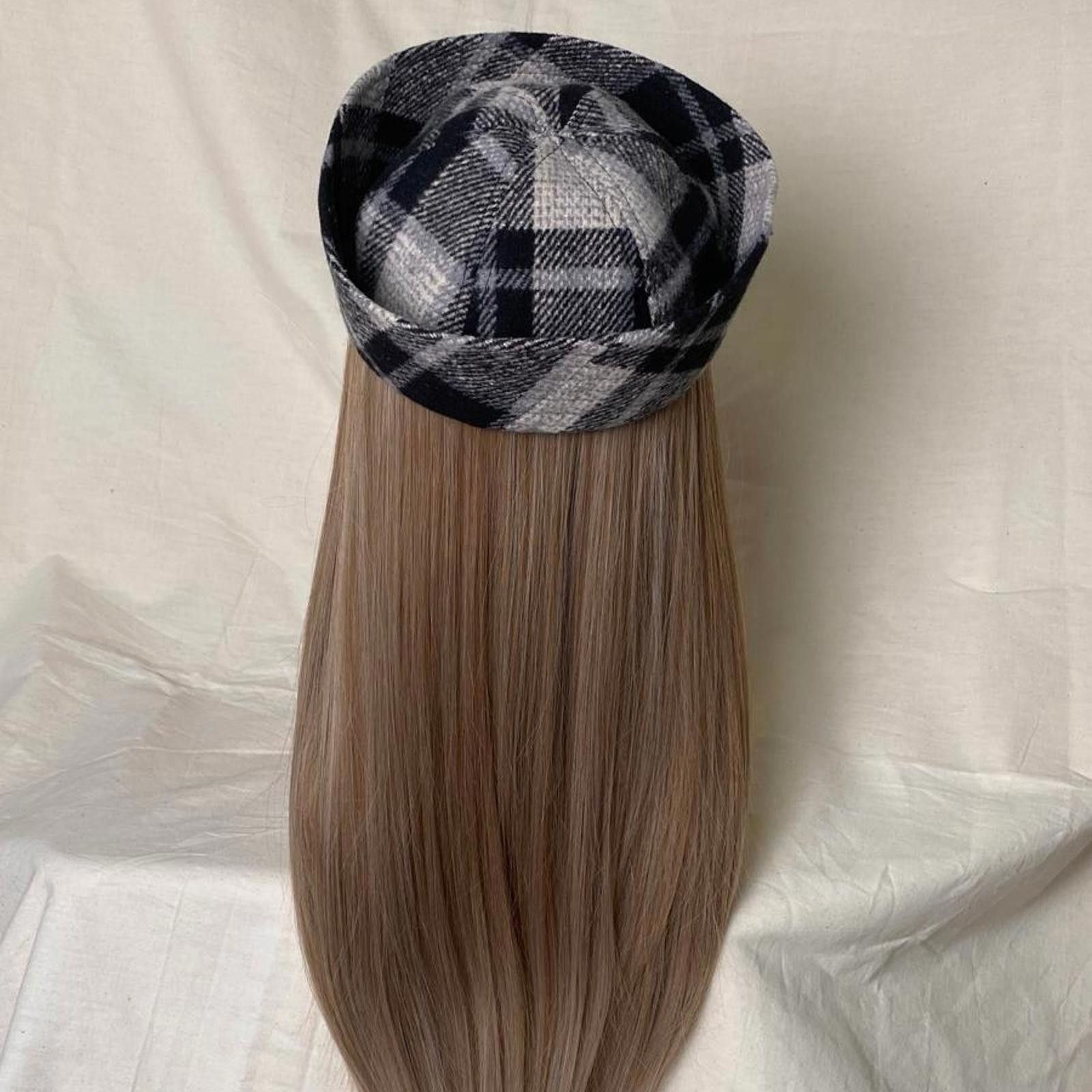 Japanese Brand Wool Blend Grey Plaid Beret Sailor Hat Y2K French Girl Size ONE SIZE - 4 Thumbnail