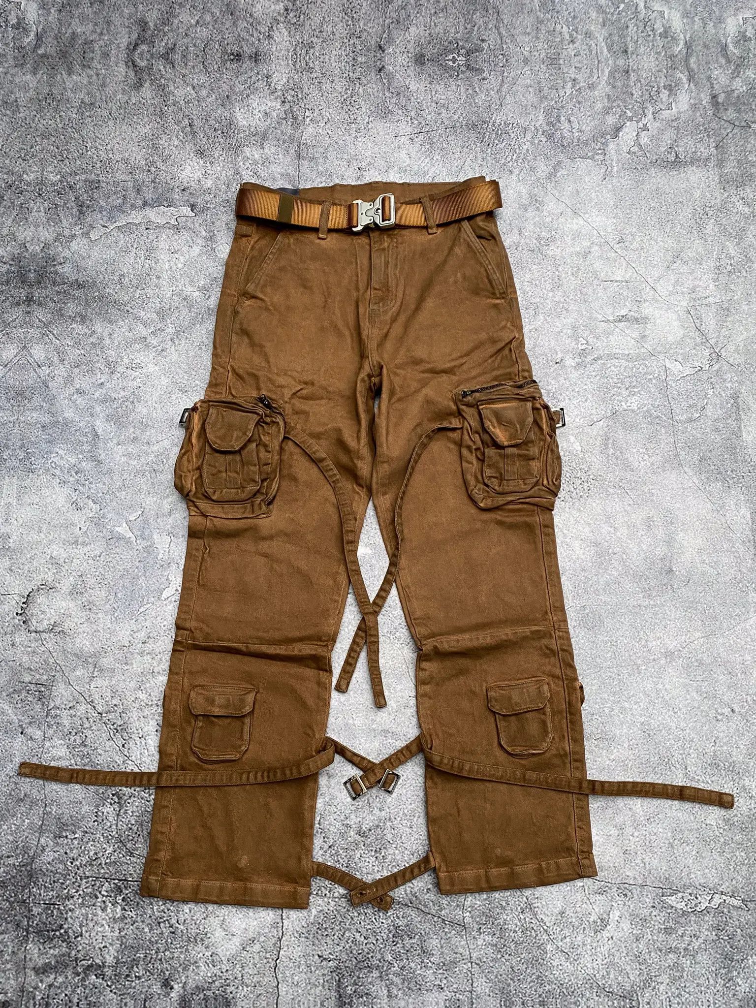 Designer Dirty Washed Bondage Cargo pants Size US 32 / EU 48 - 2 Thumbnail