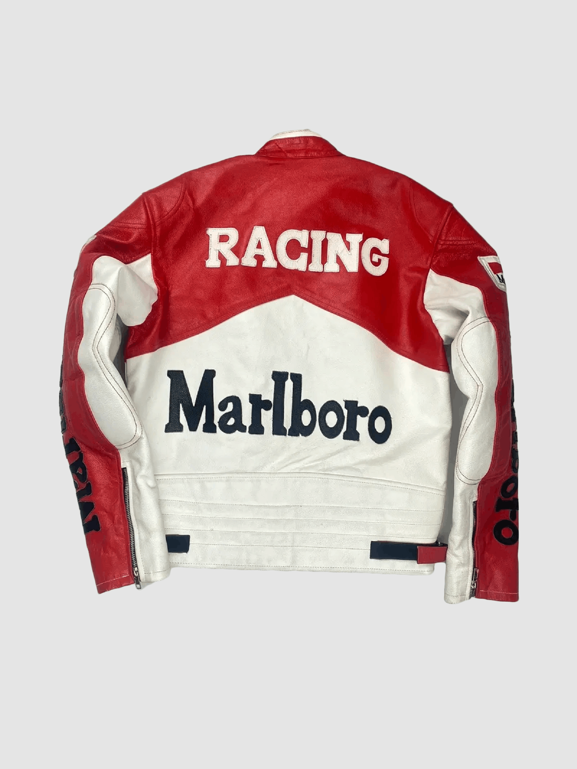 Genuine Leather Vintage Marlboro Leather Jacket Racing 1990s RARE Streetwear Size US L / EU 52-54 / 3 - 3 Thumbnail