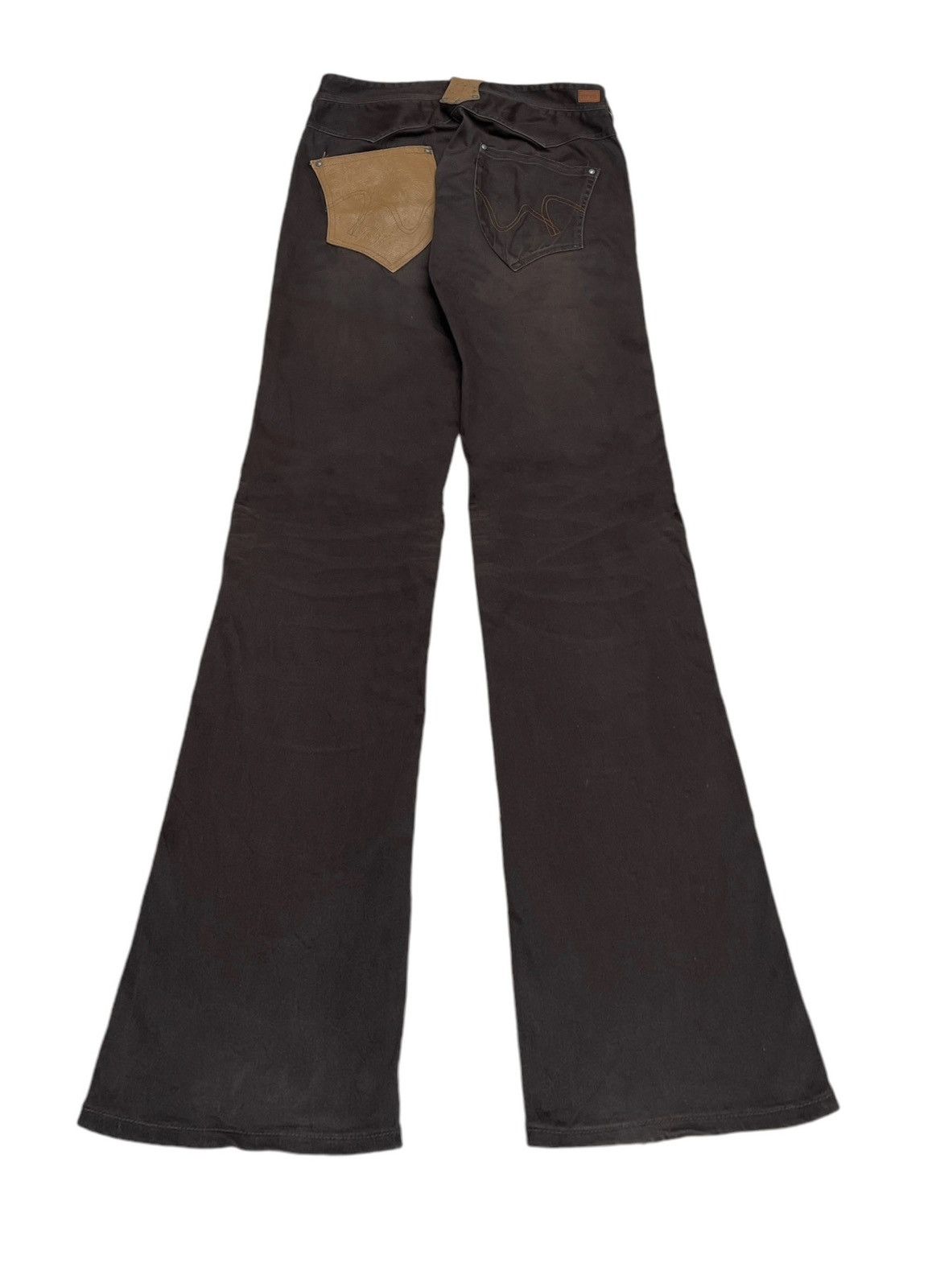 If Six Was Nine Rare Vintage Nicole Club Flared Leather Pocket Pants 1990s Size US 33 - 2 Thumbnail