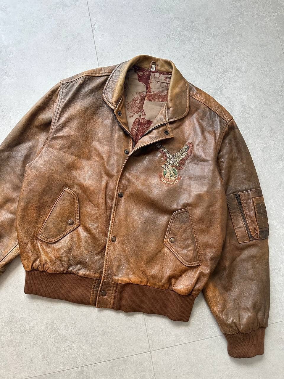 Vintage Vintage PARTICULIER AIR FORCE Leather Aviator Bomber Jacket Size US L / EU 52-54 / 3 - 3 Thumbnail