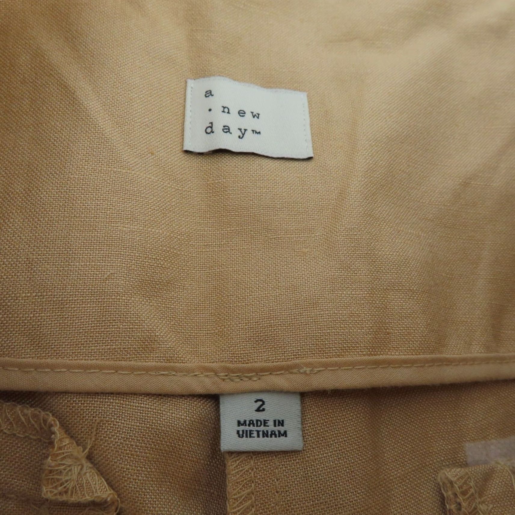 Vintage A New Day Womens 2 Pants Belted Linen Blend High Waist Brown Tan Dress Pants Modern Workwear Size 26" / US 2 / IT 38 - 7 Thumbnail