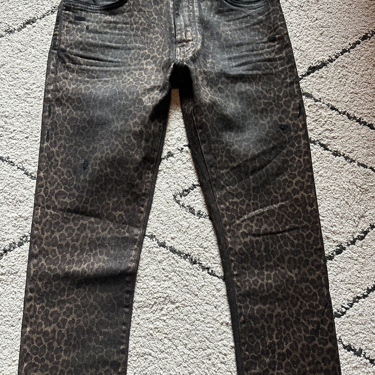 Amiri Amiri 2018 Runway Cheetah Print Coated Denim Size US 31 - 4 Thumbnail