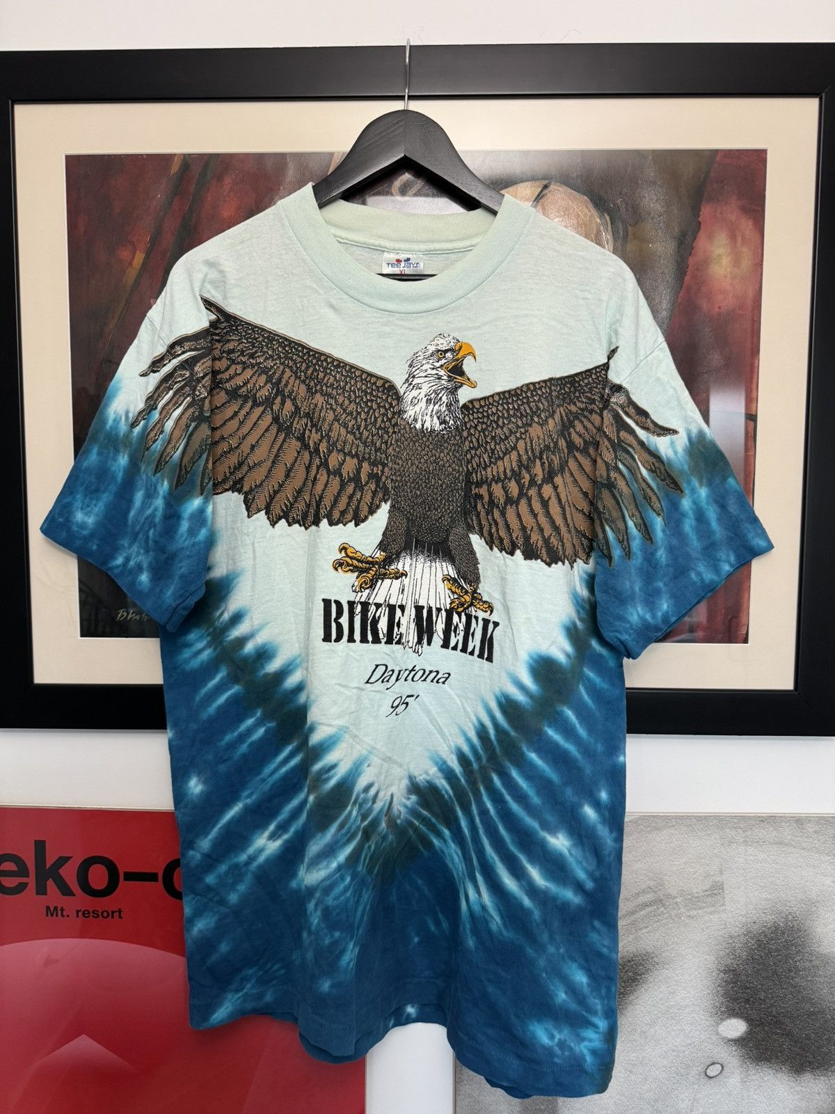 Vintage Vintage 90s Single Stitch Bike Week Daytona Eagle Tie Dye Size US XL / EU 56 / 4 - 1 Thumbnail