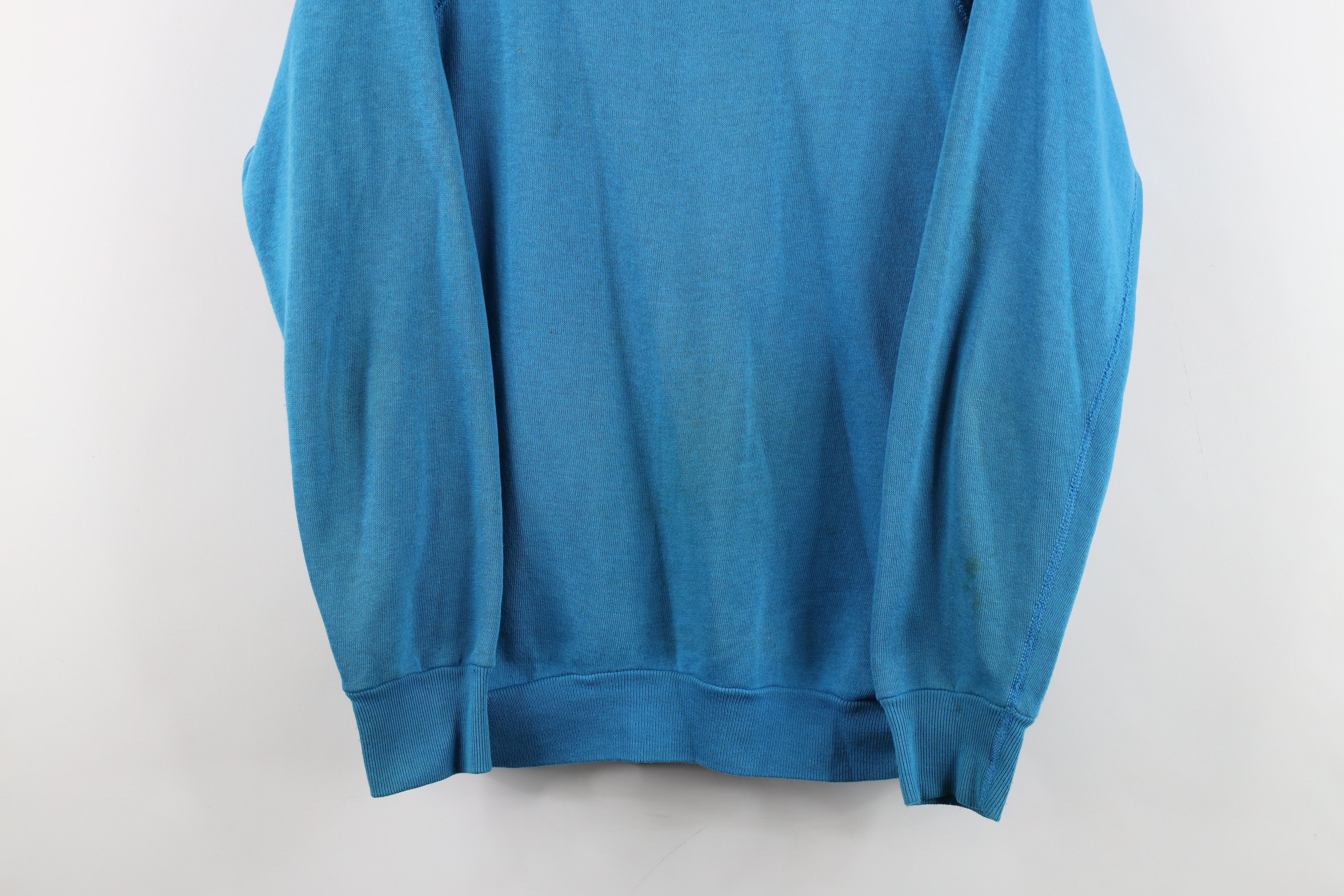 Vintage Vintage 70s Streetwear Blank Crewneck Sweatshirt Blue USA Size US L / EU 52-54 / 3 - 3 Thumbnail