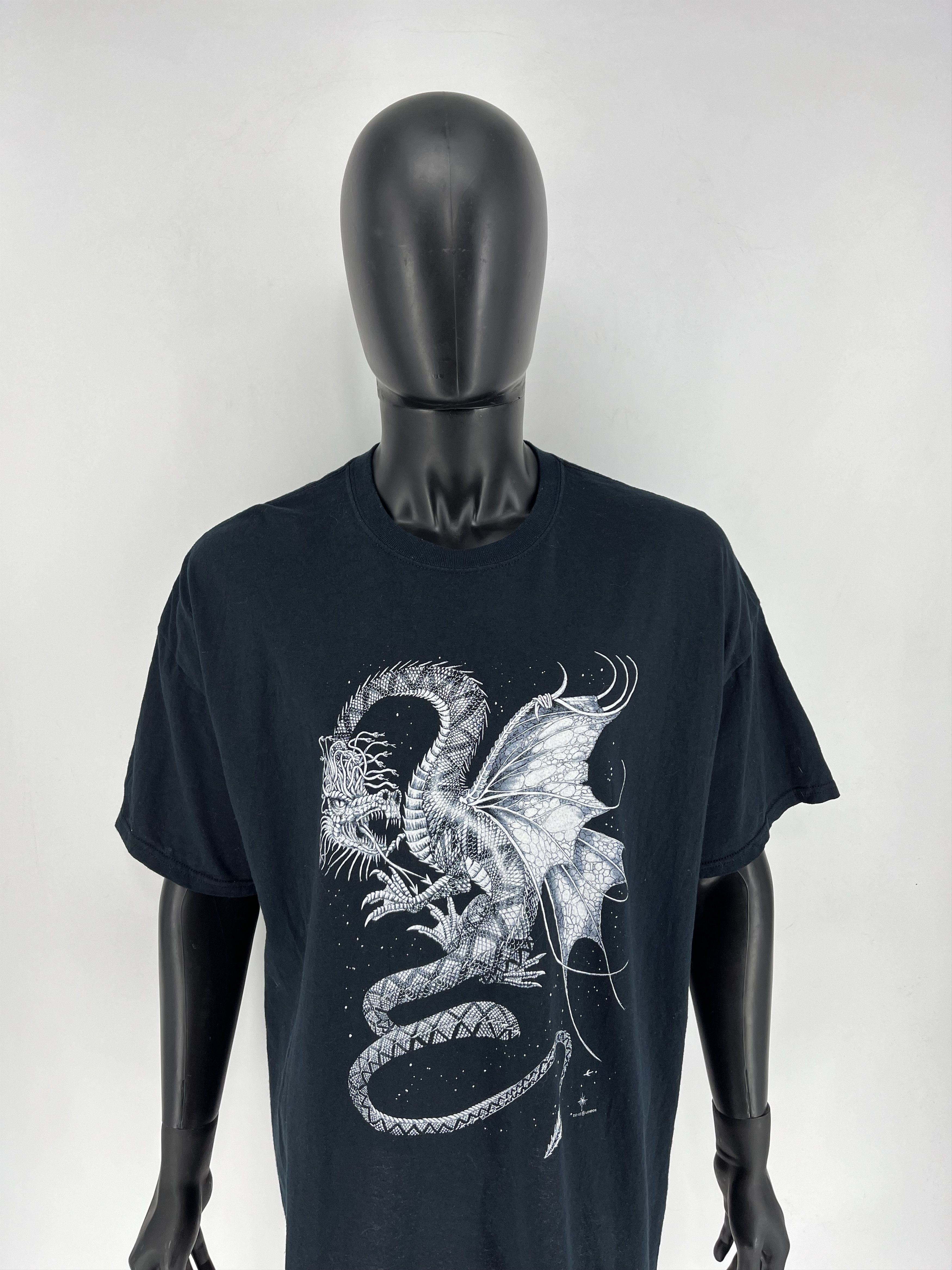 Vintage Vintage Y2k Washed AvantGarde Tribal Tee Dragon Streetwear Size US XXL / EU 58 / 5 - 5 Thumbnail