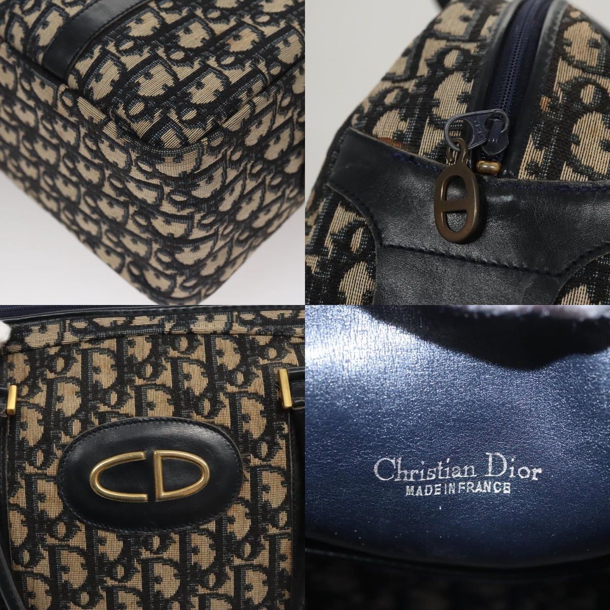 Dior DIOR Trotter Canvas Hand Bag Navy Gold Size ONE SIZE - 11 Thumbnail