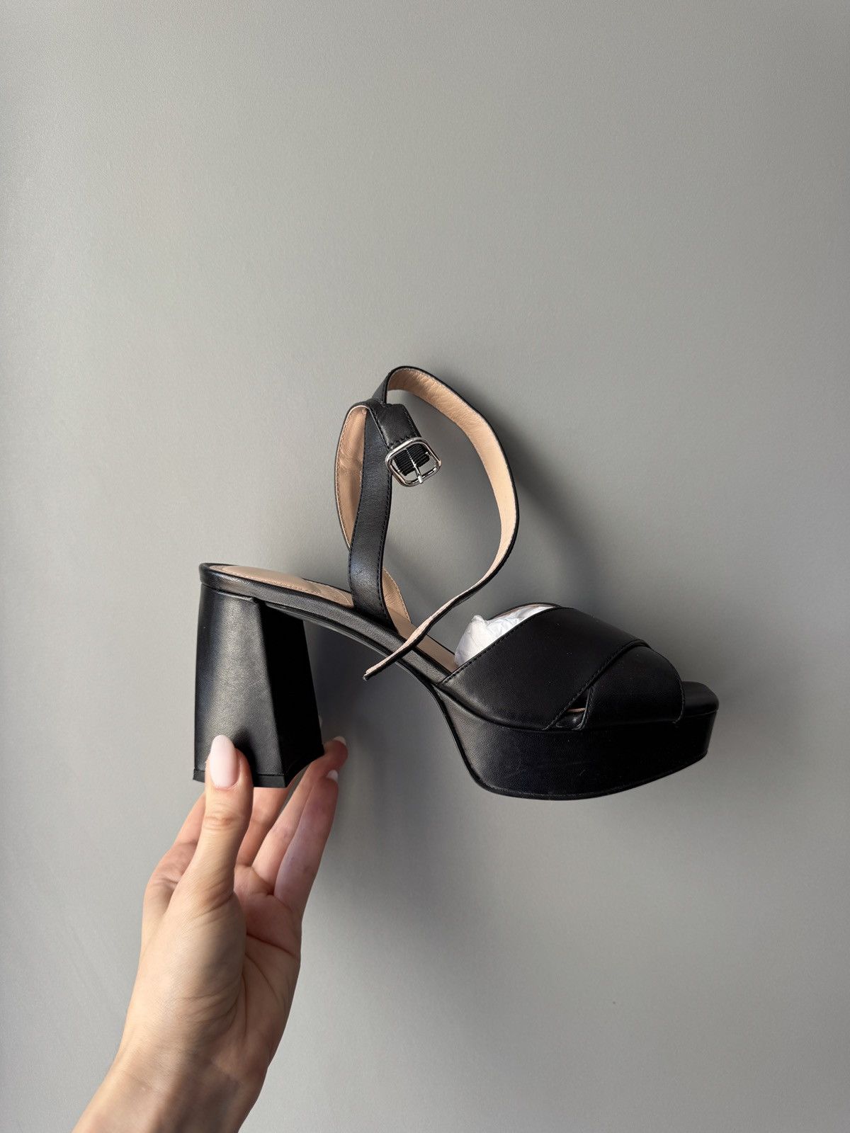 Genuine Leather What For Blanchett Calf Leather Black Sandals Size US 6 / IT 36 - 3 Thumbnail