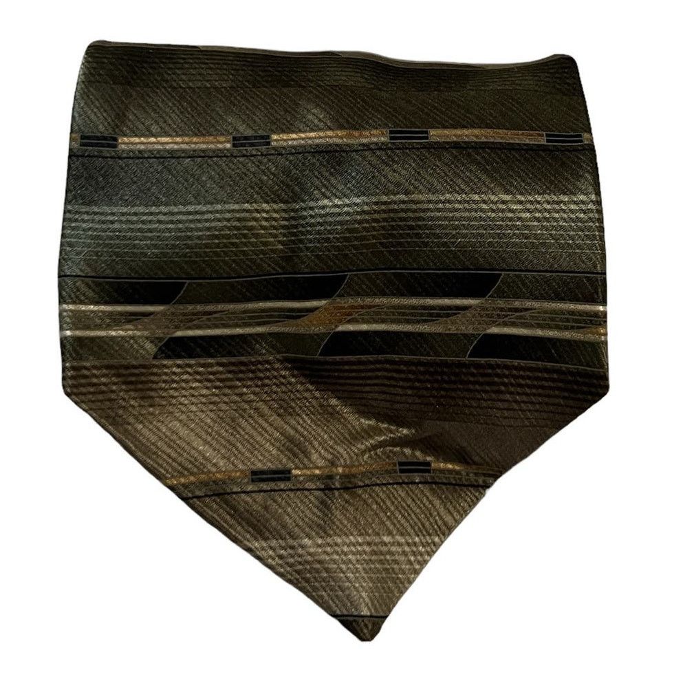 Croft & Barrow Croft & Barrow Green Tan Abstract Monochromatic Stripe Tie Size ONE SIZE - 1 Thumbnail