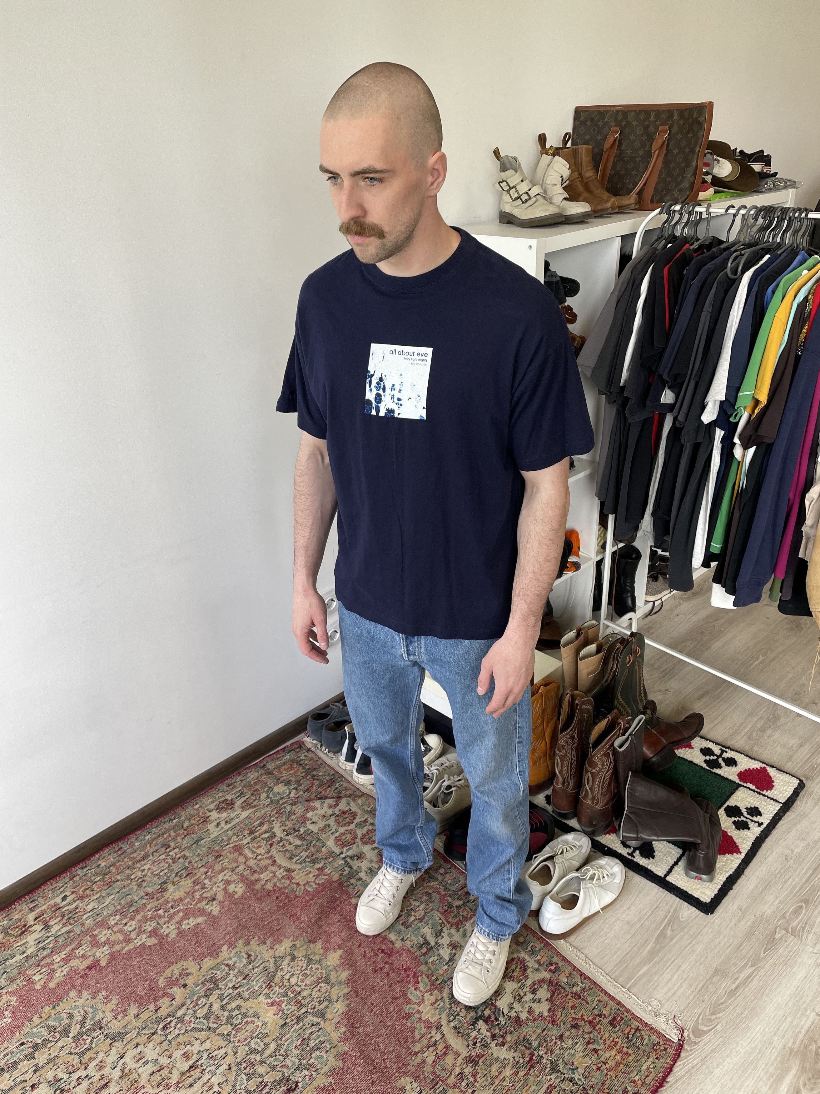 image of Band Tees x Rock T Shirt All About Eve Fairy Light Nights 00S Y2K T Shirt 4685Ac in Navy Blue (Size