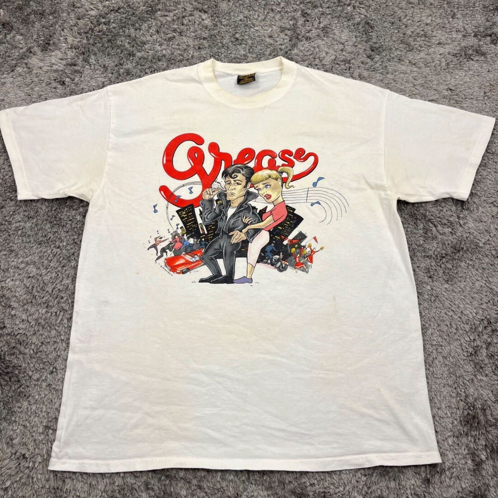 Image of Vintage Grease Shirt Adult XL 1994 Sony Spring Ford Elvis Presley Musical Usa in White, Men's