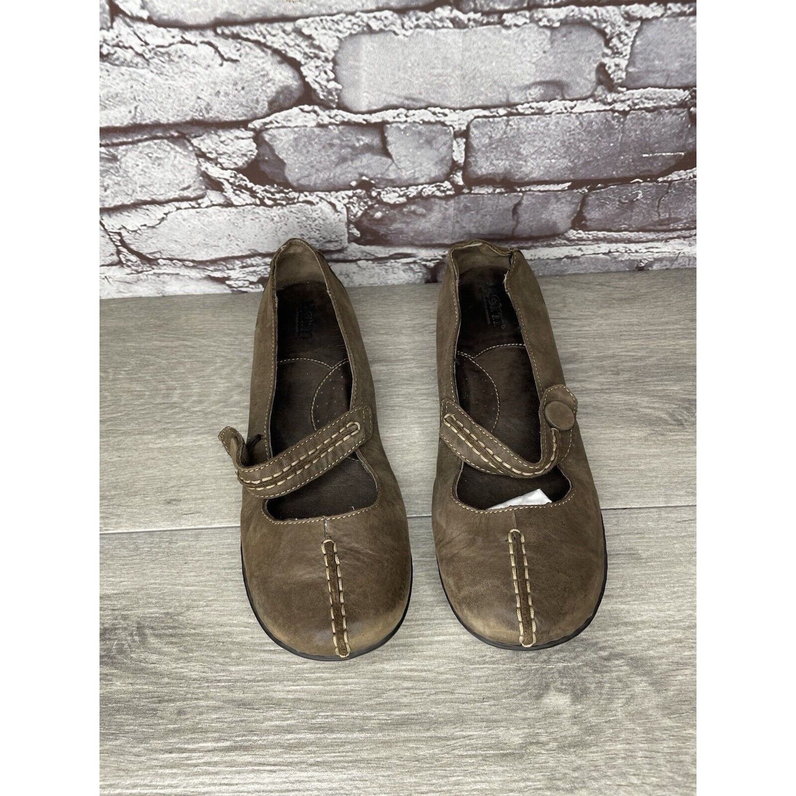 Born Born Handcrafted Brown Leather MaryJane Strap Comfort Shoes Size US 8.5 / IT 38.5 - 5 Thumbnail
