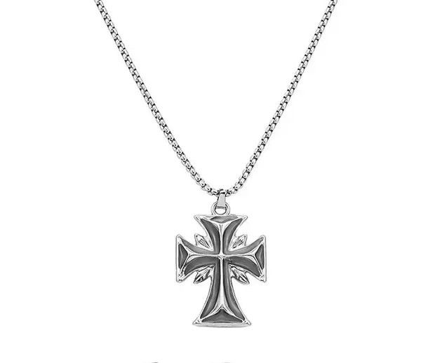 Jewelry Silver Gothic Cross Pendant Necklace, Chunky Chain Size ONE SIZE - 3 Thumbnail