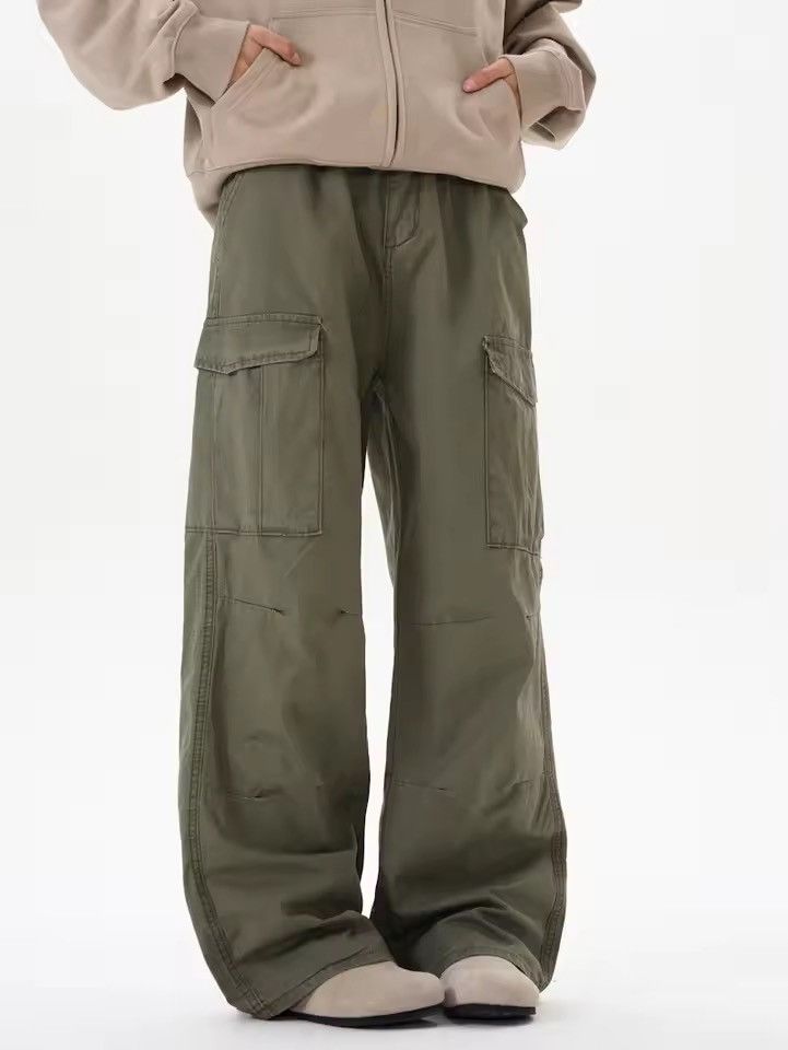 Japanese Brand Wide-Leg Cargo Pants in Green Size US 32 / EU 48 - 2 Thumbnail