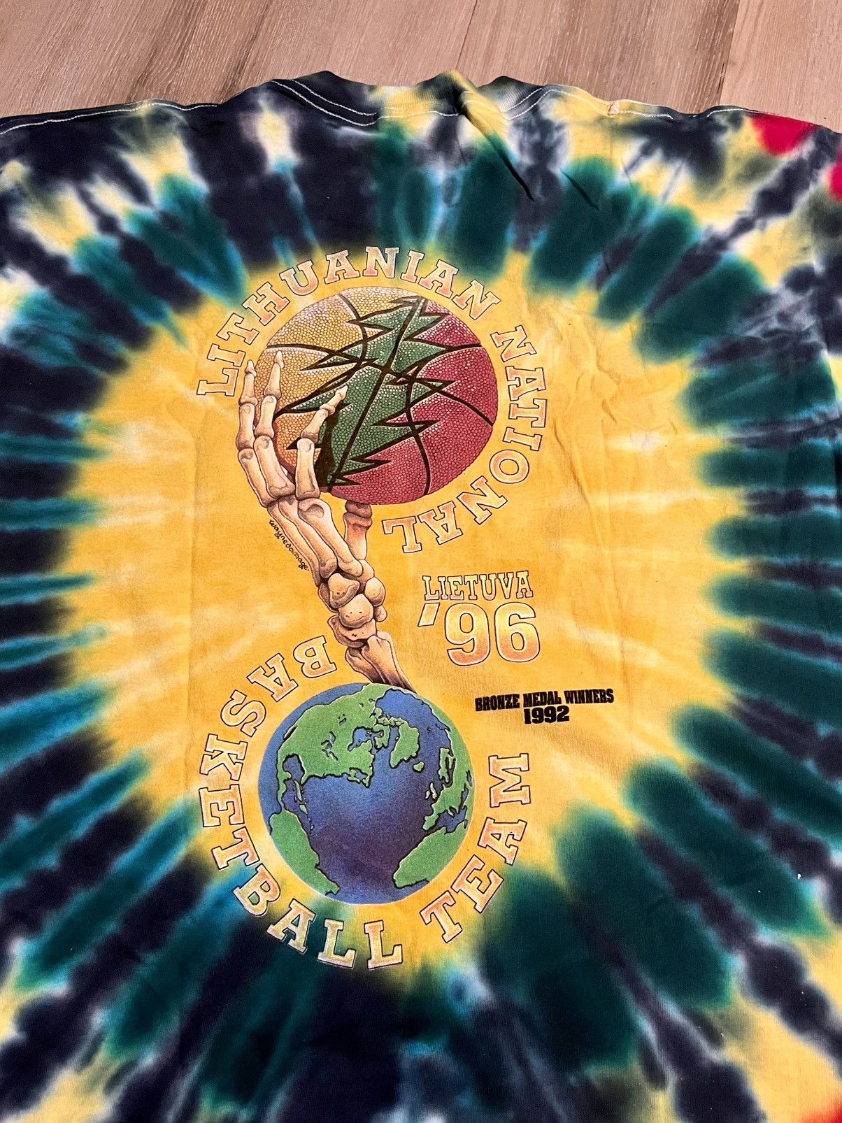 Vintage Grateful Dead 1996 Lithuania tie-dye basketball T-shirt Size US XL / EU 56 / 4 - 15 Thumbnail
