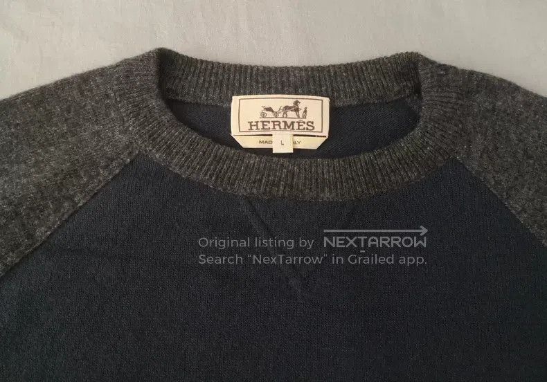 Hermes Hermes Cashmere sweater knitted sweater, blue-gray color, Size US L / EU 52-54 / 3 - 2 Thumbnail