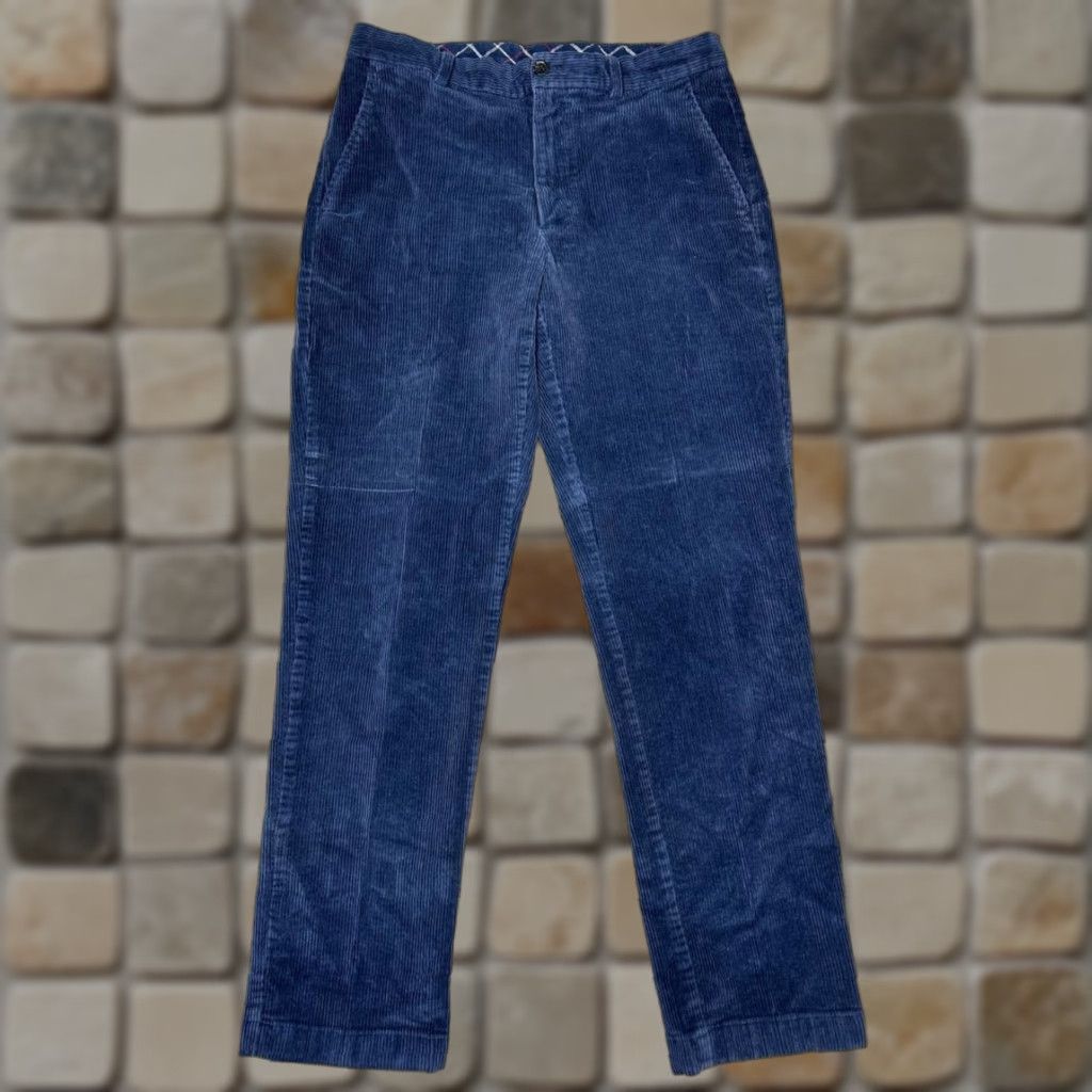 Brooks Brothers Brooks Brothers Clark Corduroy Pants Mens 33 Blue Stretch Mid Rise Straight Leg Pants Size US 33 - 1 Thumbnail