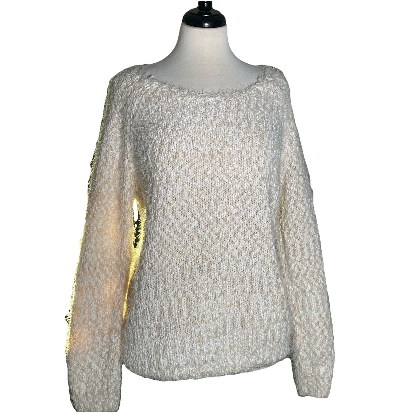Buffalo David Bitton Buffalo David Bitton Women’s Eyelash Sweater Ivory Tan L /S Size XL / US 12-14 / IT 48-50 - 1 Thumbnail