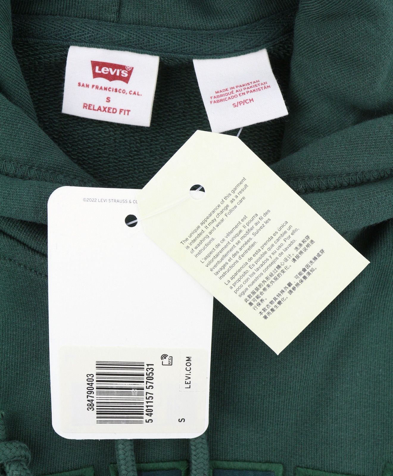 Levi's RELAXED FIT S Green Logo Kangaroo Pocket Hoodie 87111 Size US S / EU 44-46 / 1 - 6 Thumbnail
