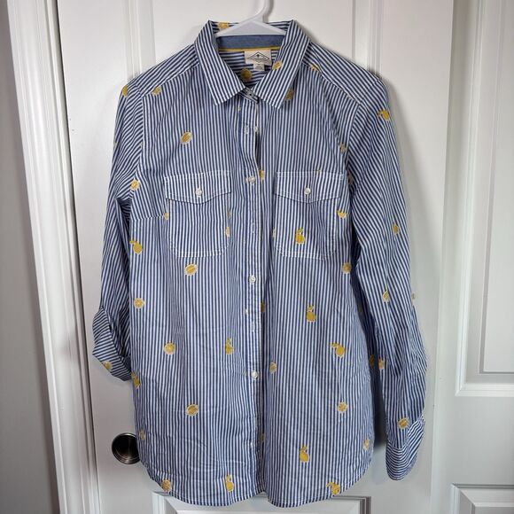 St. Johns Bay St. John's Bay Women Button Up Spring Shirt Blue Striped M Size M / US 6-8 / IT 42-44 - 1 Thumbnail