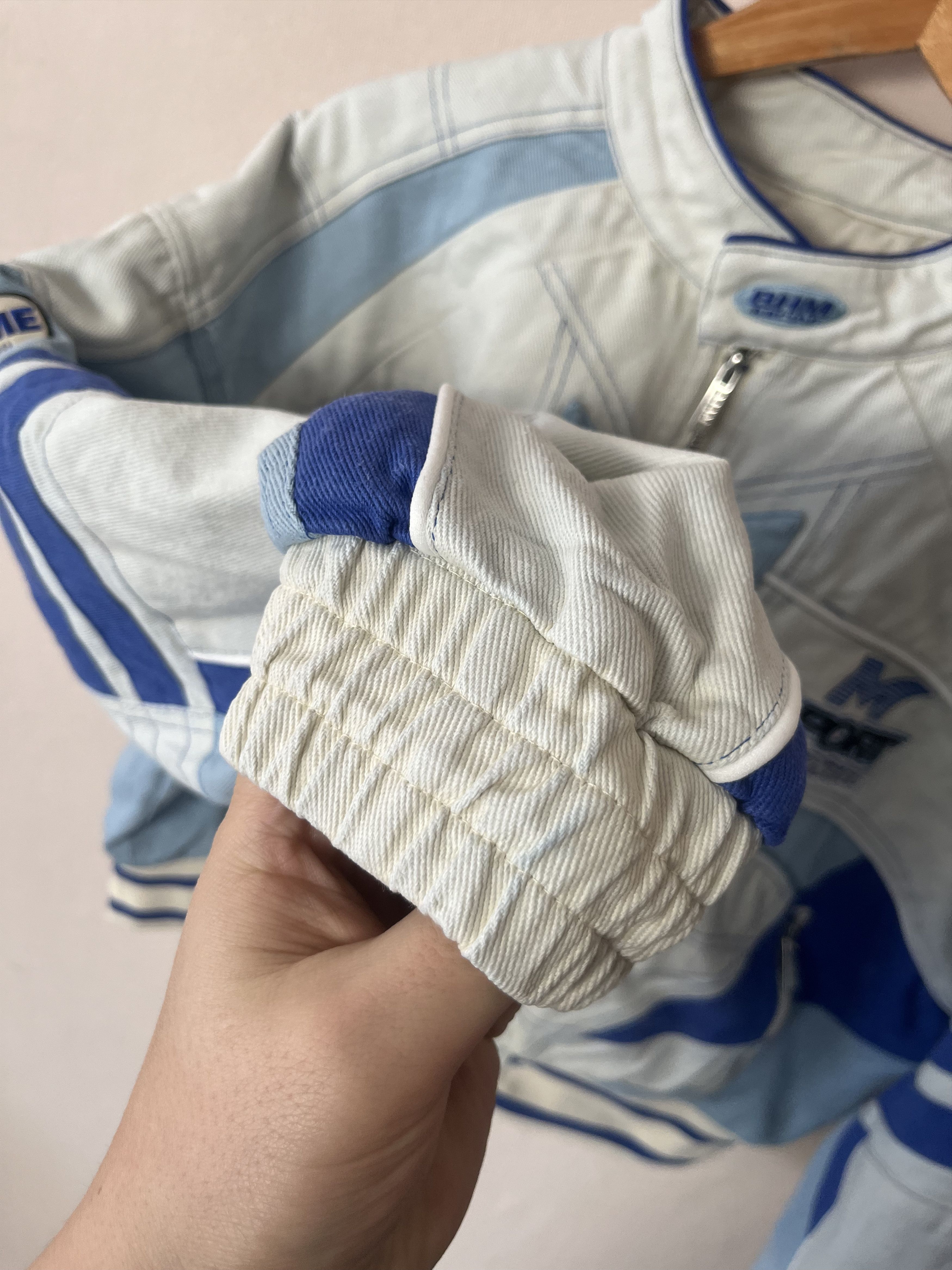Boohoo Boohooman Racing Bomber Jacket White Blue Size S Size US S / EU 44-46 / 1 - 12 Thumbnail