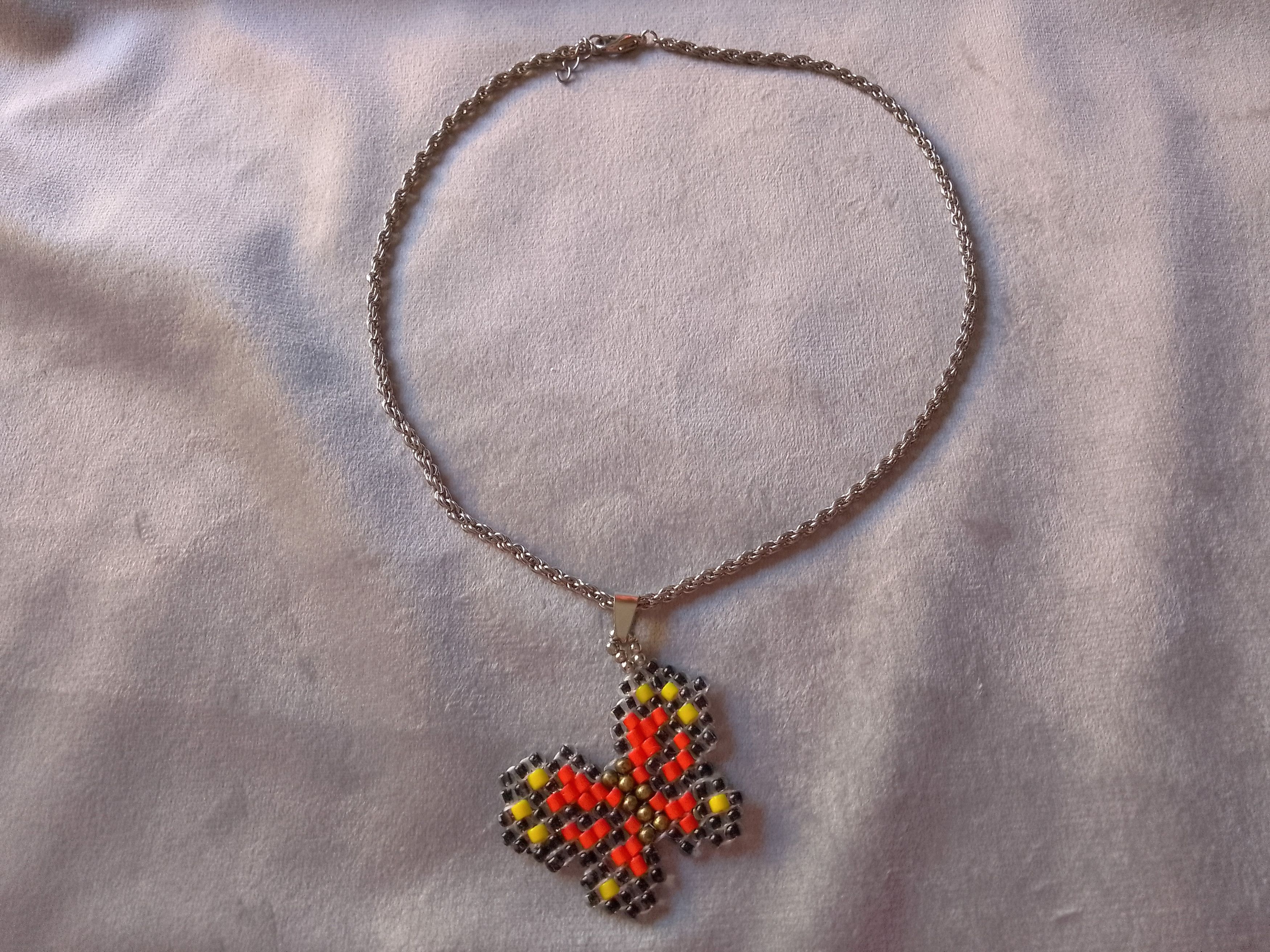 Handmade Necklace Pendant Beaded Butterfly Red Elegant Size ONE SIZE - 1 Thumbnail