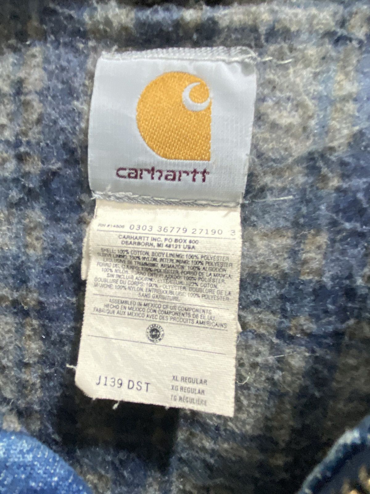 Carhartt Active Jacket J139 DST Carhartt USA blue denim, used. Size US XL / EU 56 / 4 - 7 Thumbnail