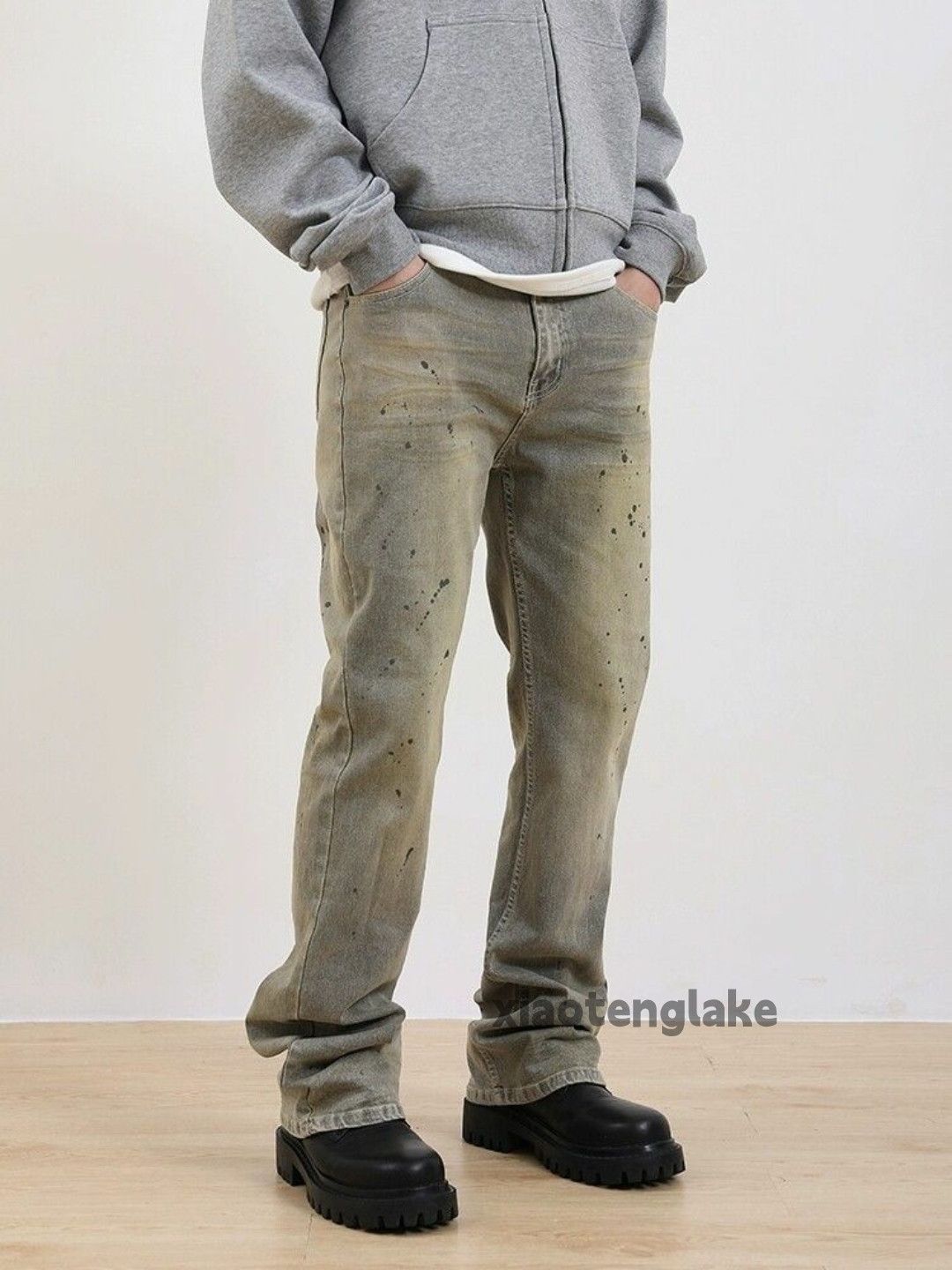 Jean × Vintage washed faded rusty stain paint grunge flared jeans Size US 32 / EU 48 - 4 Thumbnail