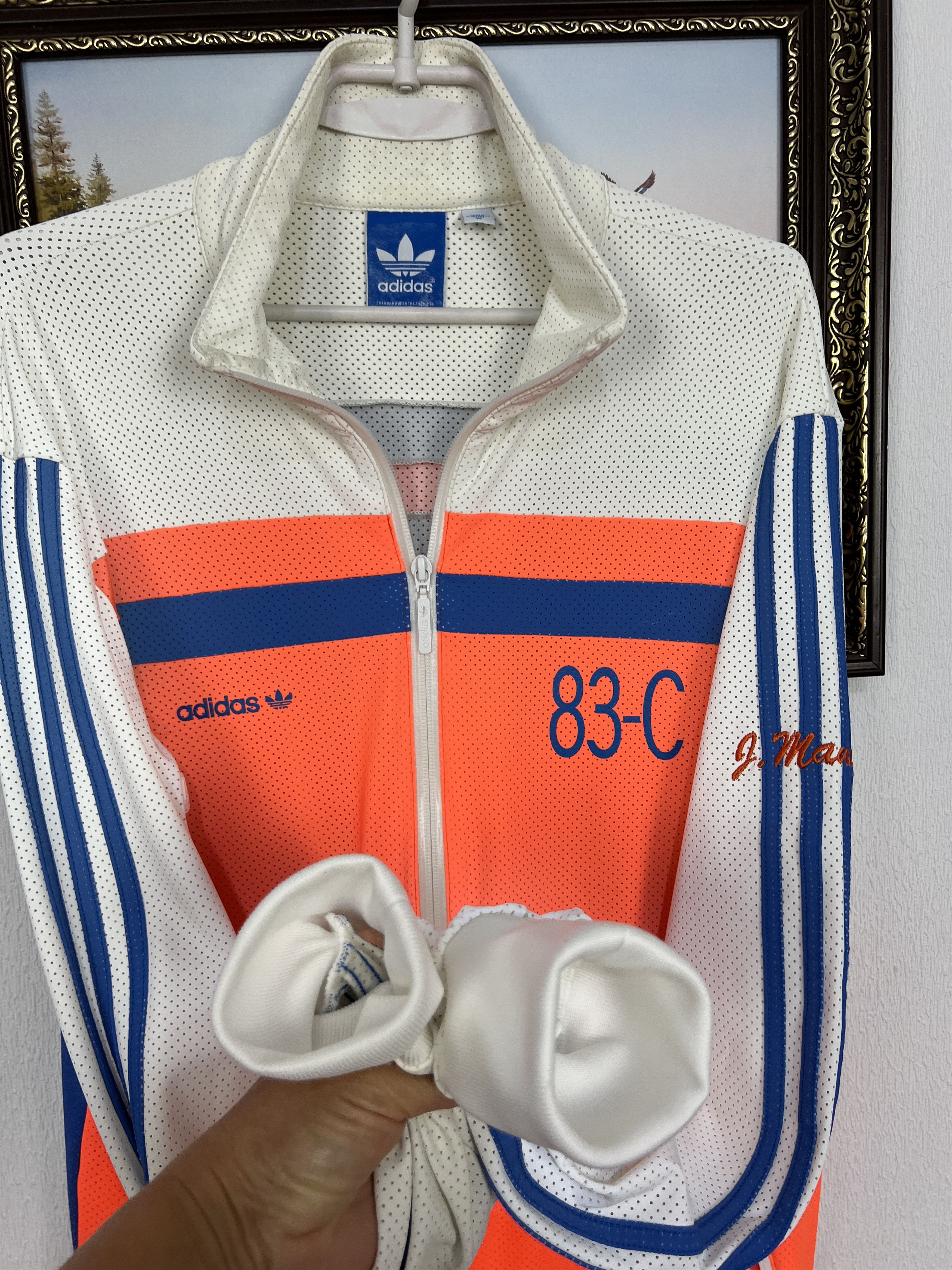 Adidas Adidas 83-C Jacket Outerwear White Red Track Top Zip Nylon Size US M / EU 48-50 / 2 - 7 Thumbnail