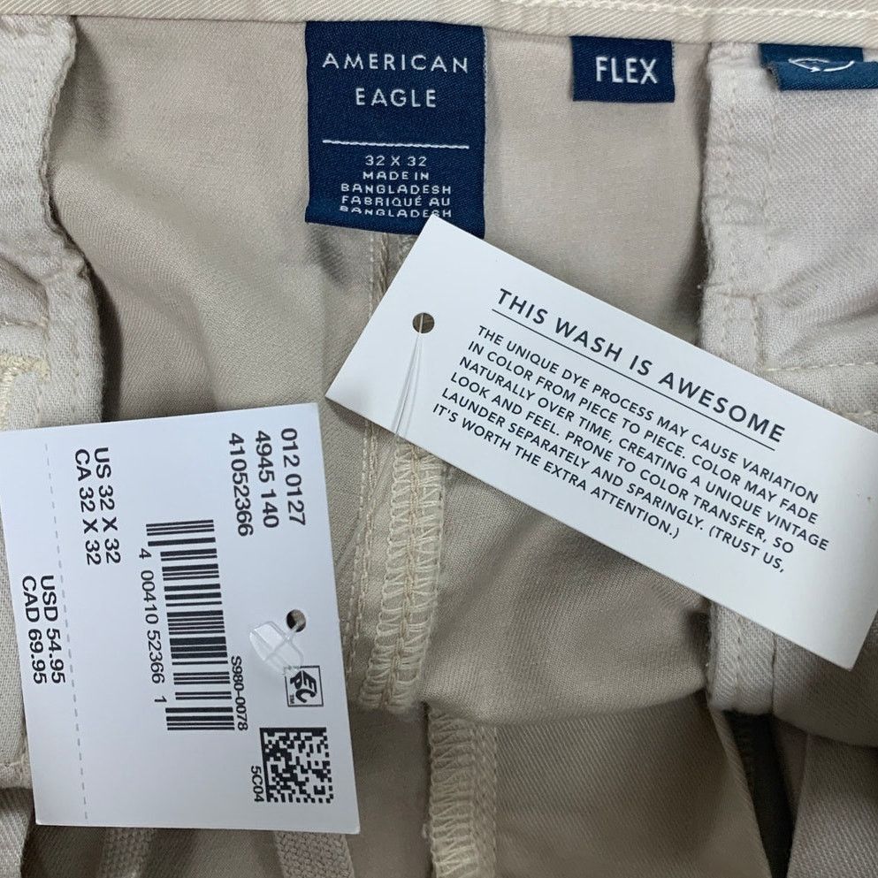 American Eagle Outfitters New American Eagle Mens 32X32 Cotton Blend Front Pants Size US 32 / EU 48 - 4 Thumbnail