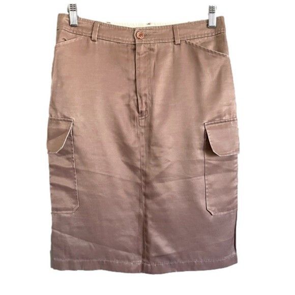 Vintage Blush Pink Satin Cargo Midi Skirt - M/ 30" waist Size 30" / US 8 / IT 44 - 6 Thumbnail
