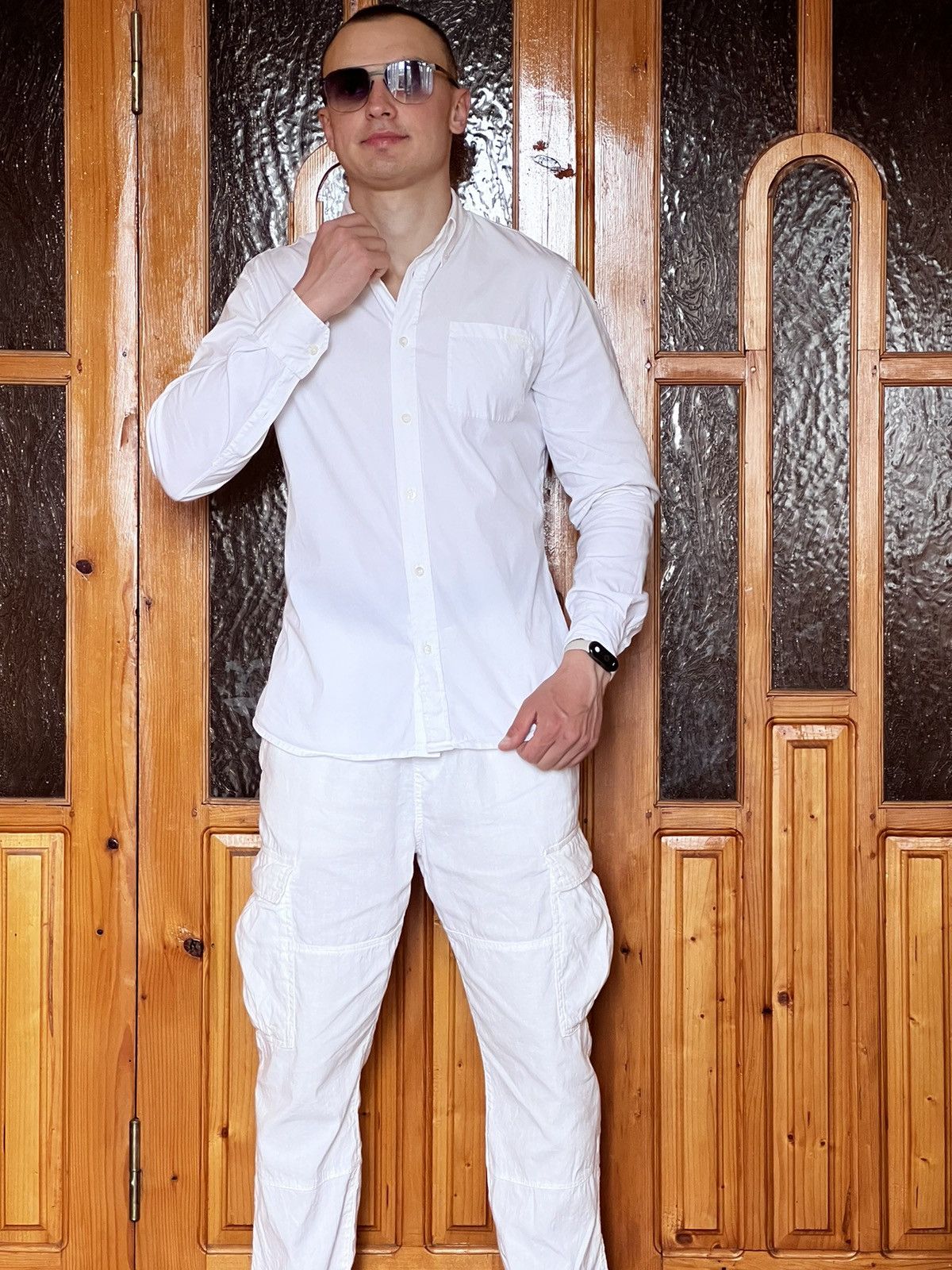 Prada × Tom Ford Prada luxury shirt button down chest pocket white tab logo Size US M / EU 48-50 / 2 - 16 Thumbnail