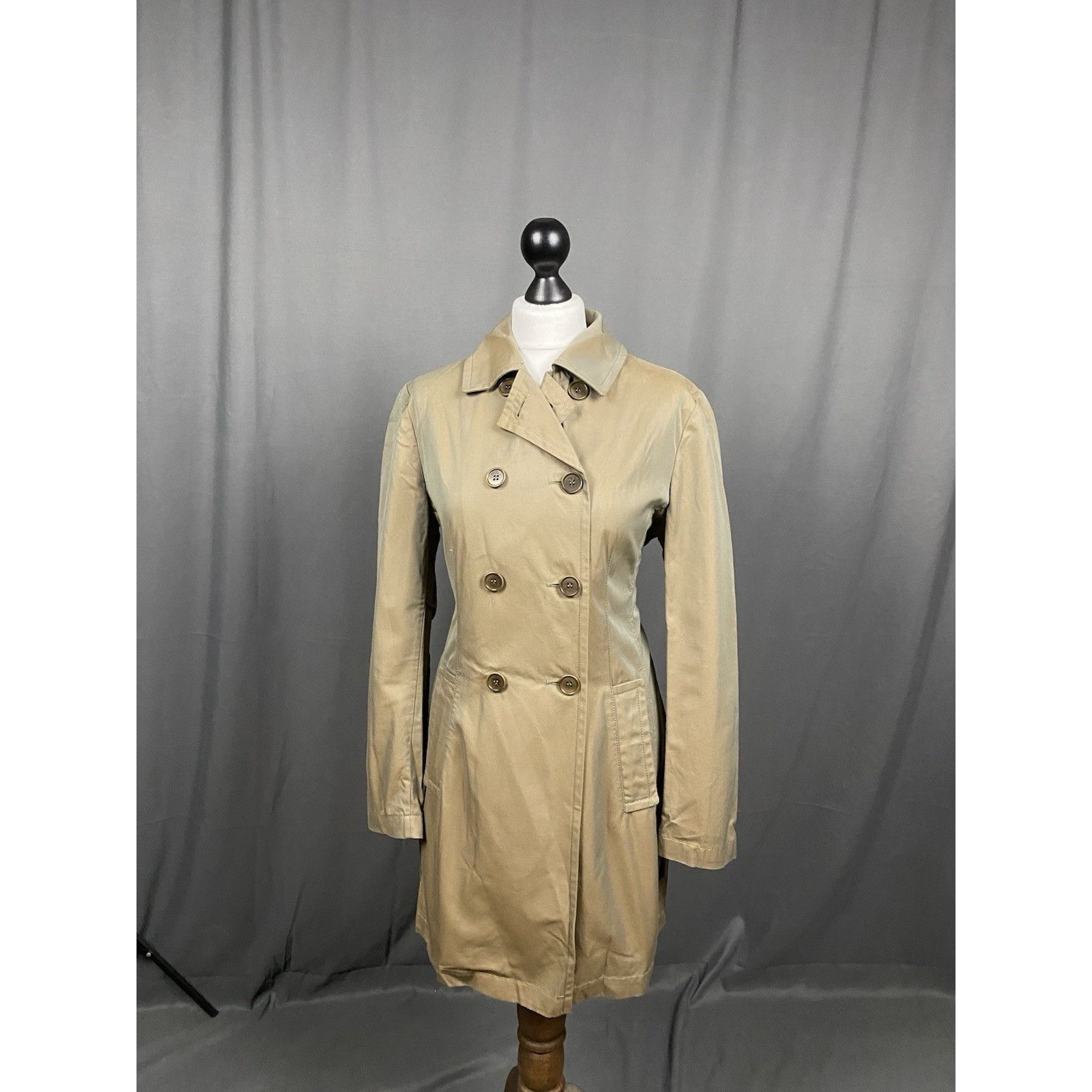 Aspesi Alberto Aspesi Women's Green Brown Double Breasted Trench Pe Size L / US 10 / IT 46 - 2 Thumbnail