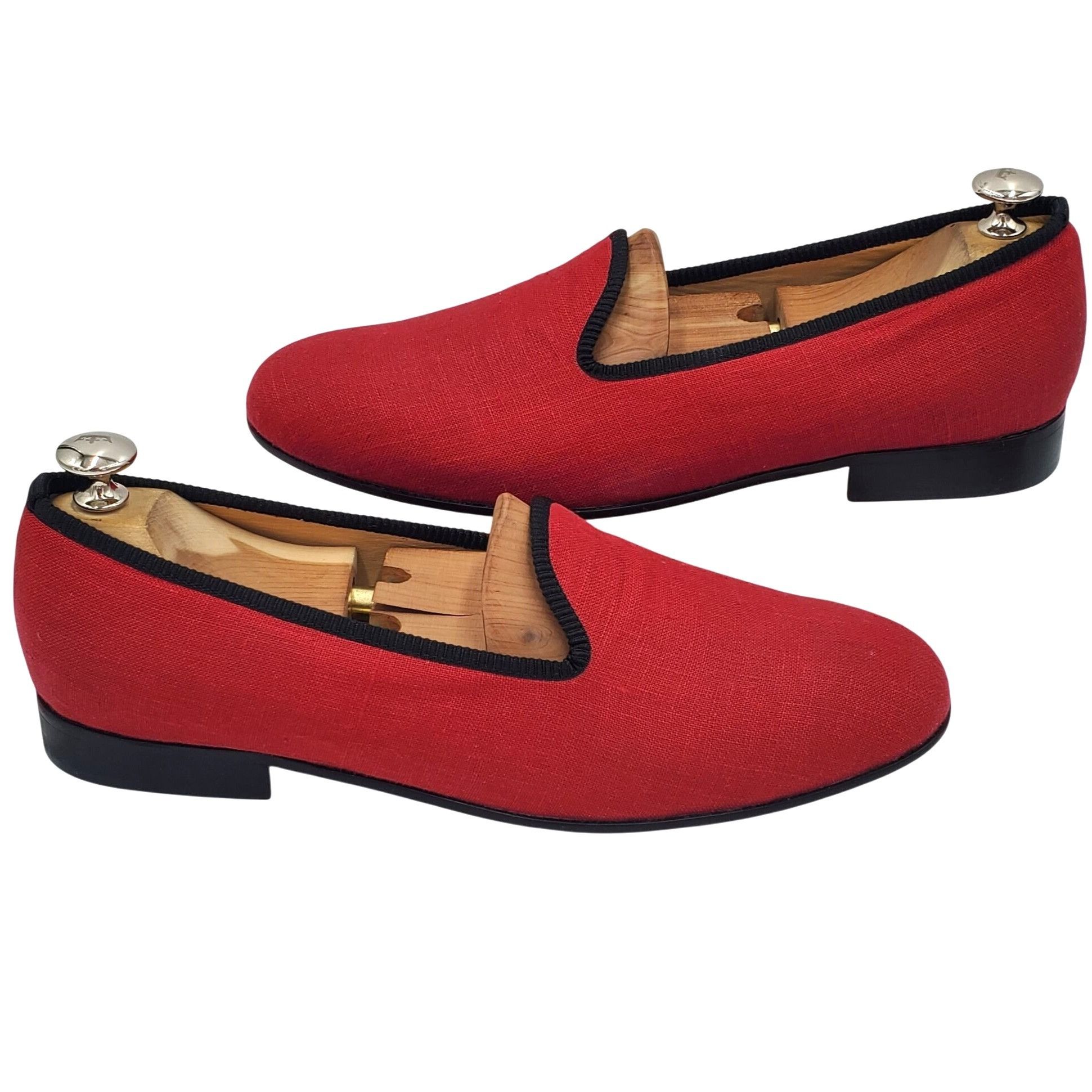 Del Toro Italy Del Toro Men's 10 Red Black Canvas Leather Slip on Loa Size US 10 / EU 43 - 12 Thumbnail