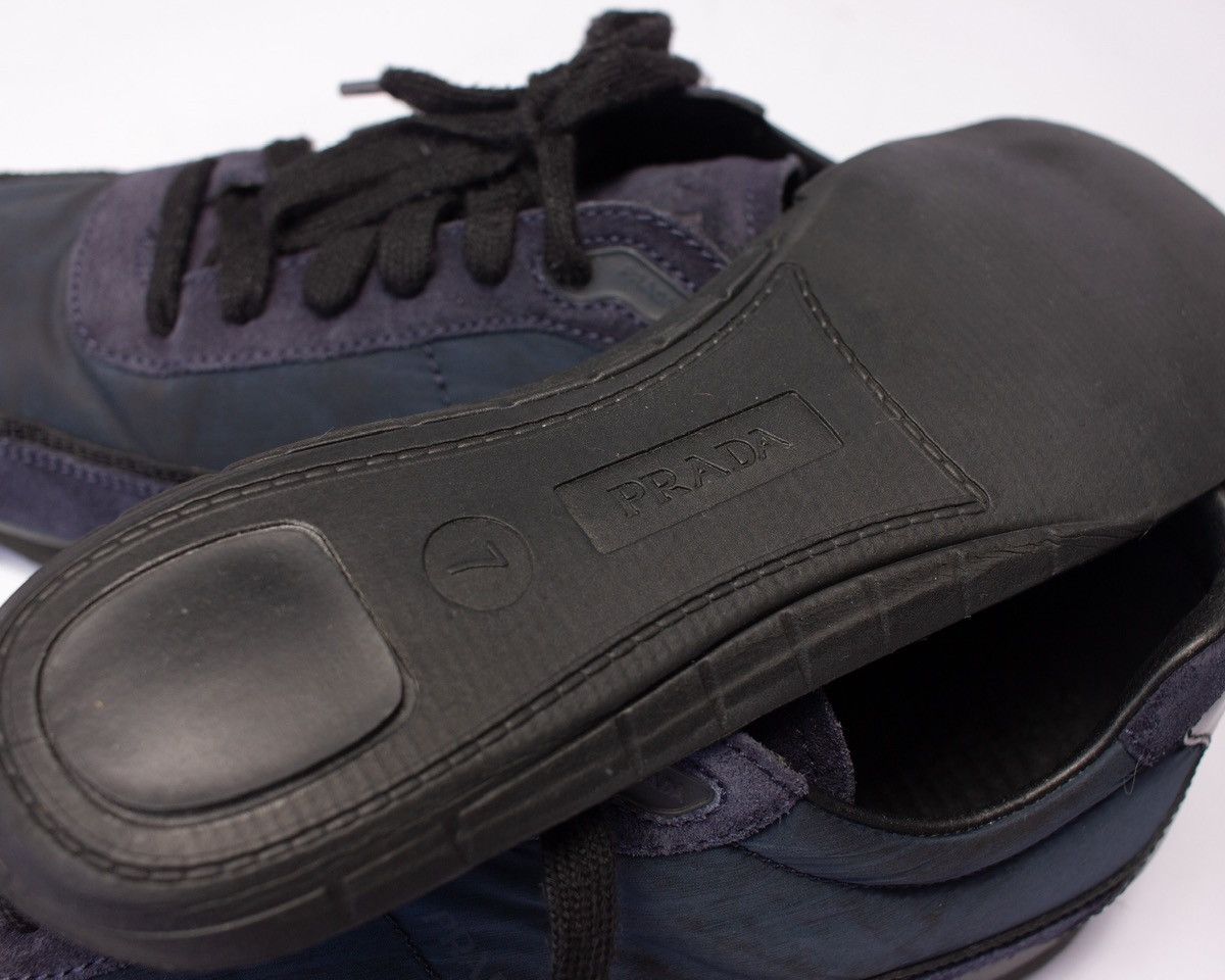 Prada 835$MRP Prada Sport Navy Blue Suede and Nylon Low Top Sneak Size US 8 / EU 41 - 16 Thumbnail