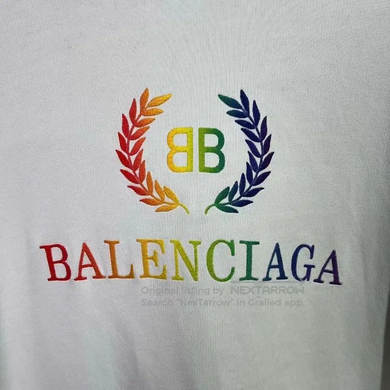 Balenciaga Balenciaga Rainbow Wheat Embroidery White Hoodie Size US XS / EU 42 / 0 - 3 Thumbnail