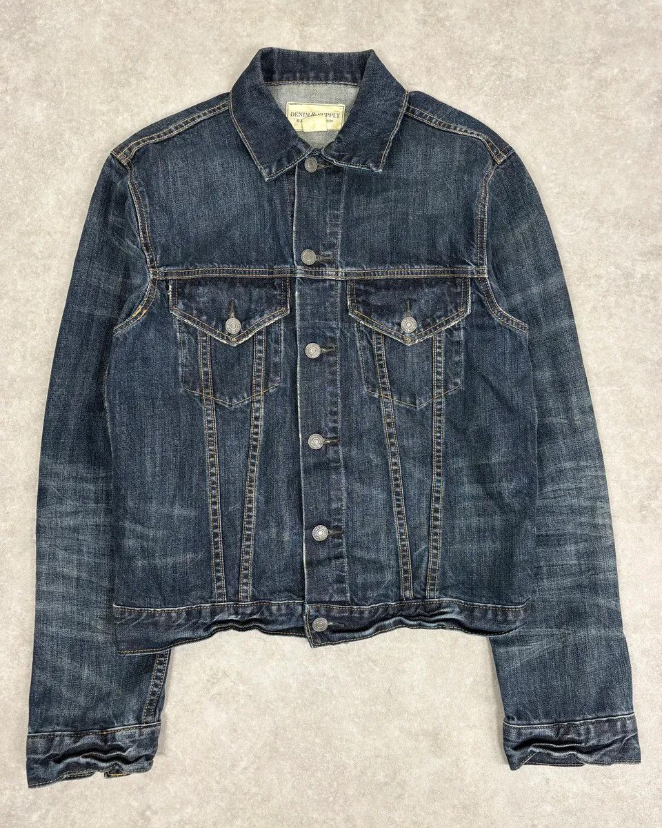 Polo Ralph Lauren 2000s Ralph Lauren Dark Blue Minimalist Stiched Denim Jacket Size US M / EU 48-50 / 2 - 1 Thumbnail