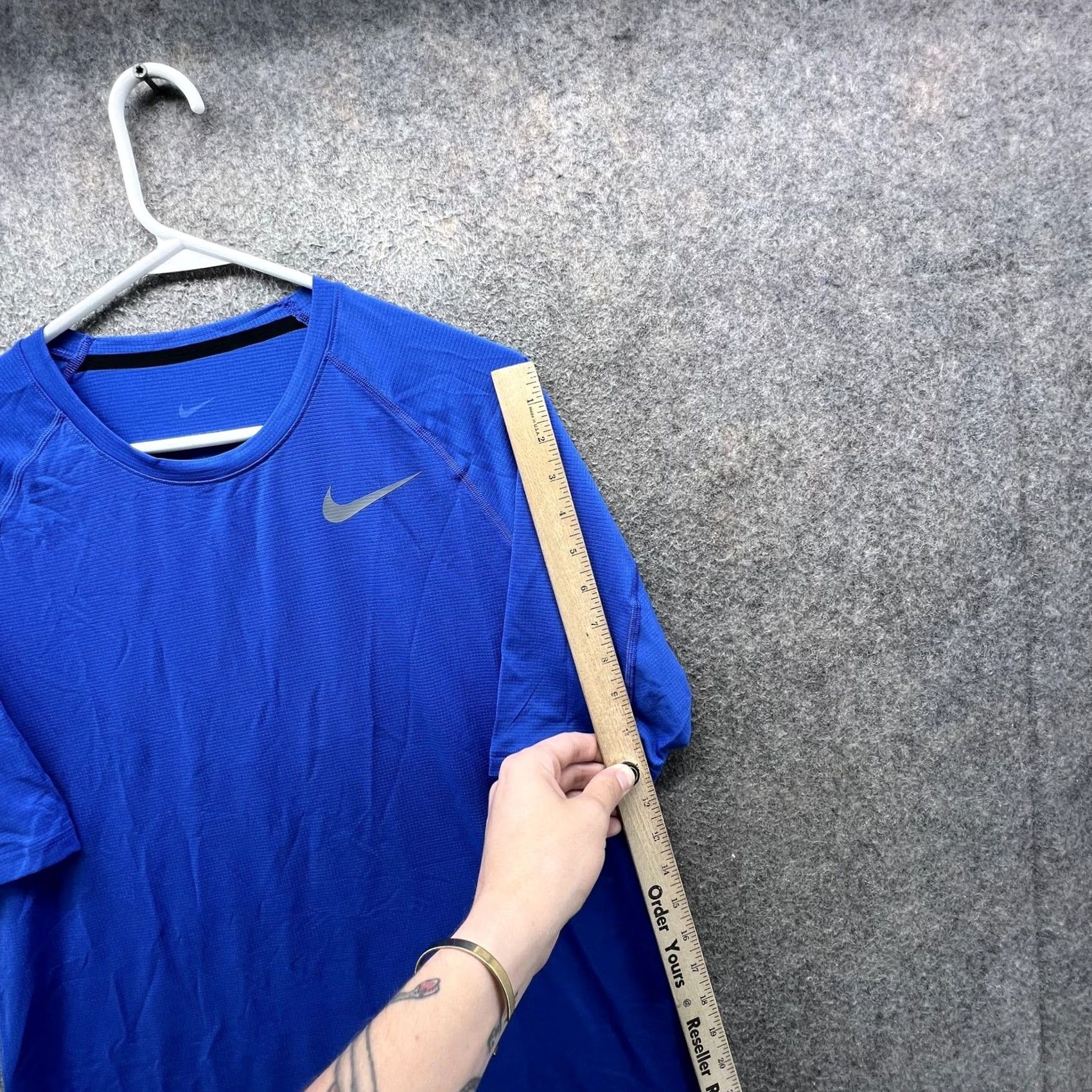 Nike Nike Dri-FIT Shirt Mens Large Blue Raglan Short Sleeve Tee Top Athletic Running Gym Training Comfort Moisture Wicking Lightweight Crew Neck Logo Size US L / EU 52-54 / 3 - 7 Thumbnail