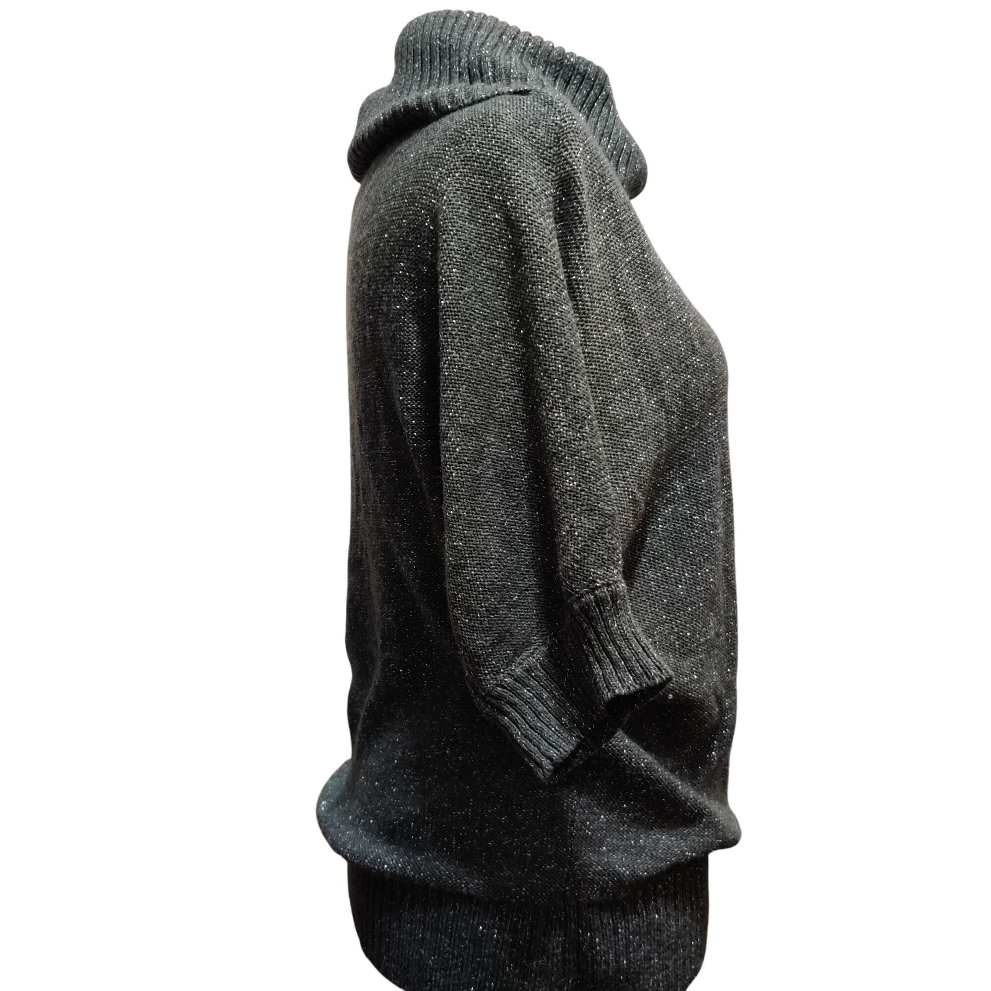 Other AGB L Gray Metallic Cowl Neck Batwing Sweater Dolman Sleeve Size L / US 10 / IT 46 - 4 Thumbnail