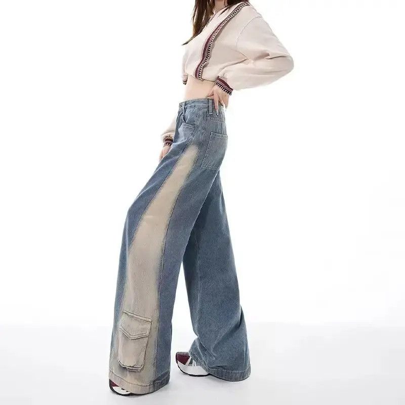 Japanese Brand Retro color blocked loose wide leg jeans Size US 30 / EU 46 - 5 Thumbnail