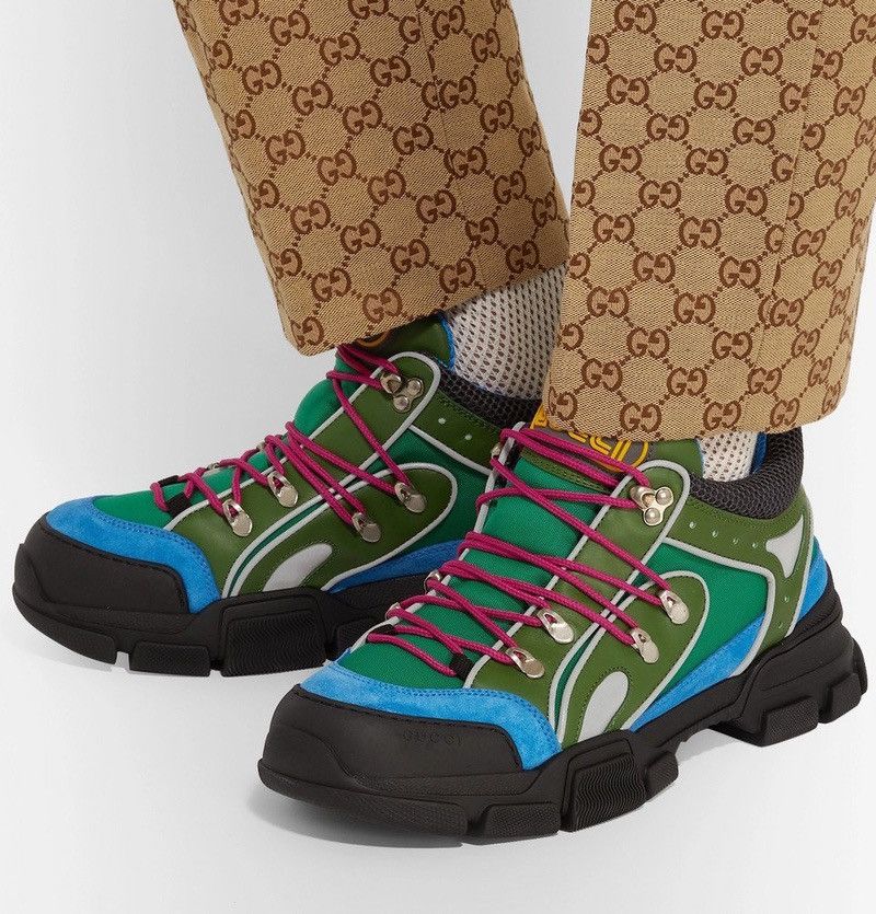 Gucci Mens GUCCI FlashTrek Leather Crystal Sneakers Boot Size US 8.5 / EU 41-42 - 2 Thumbnail