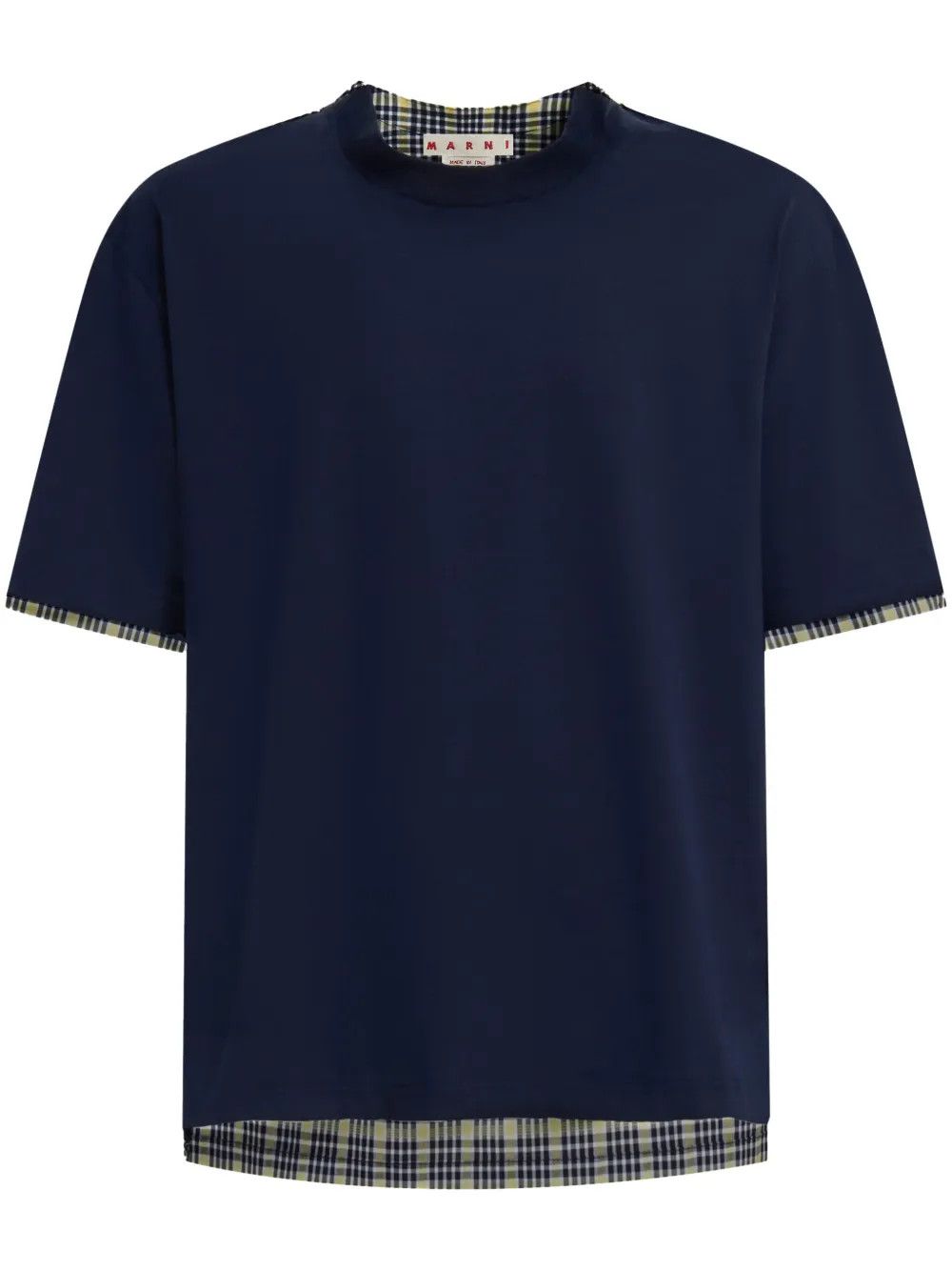 Marni o1w1db10125 Plaid-Check Panel Cotton T-Shirt in Multicolor Size US S / EU 44-46 / 1 - 1 Thumbnail